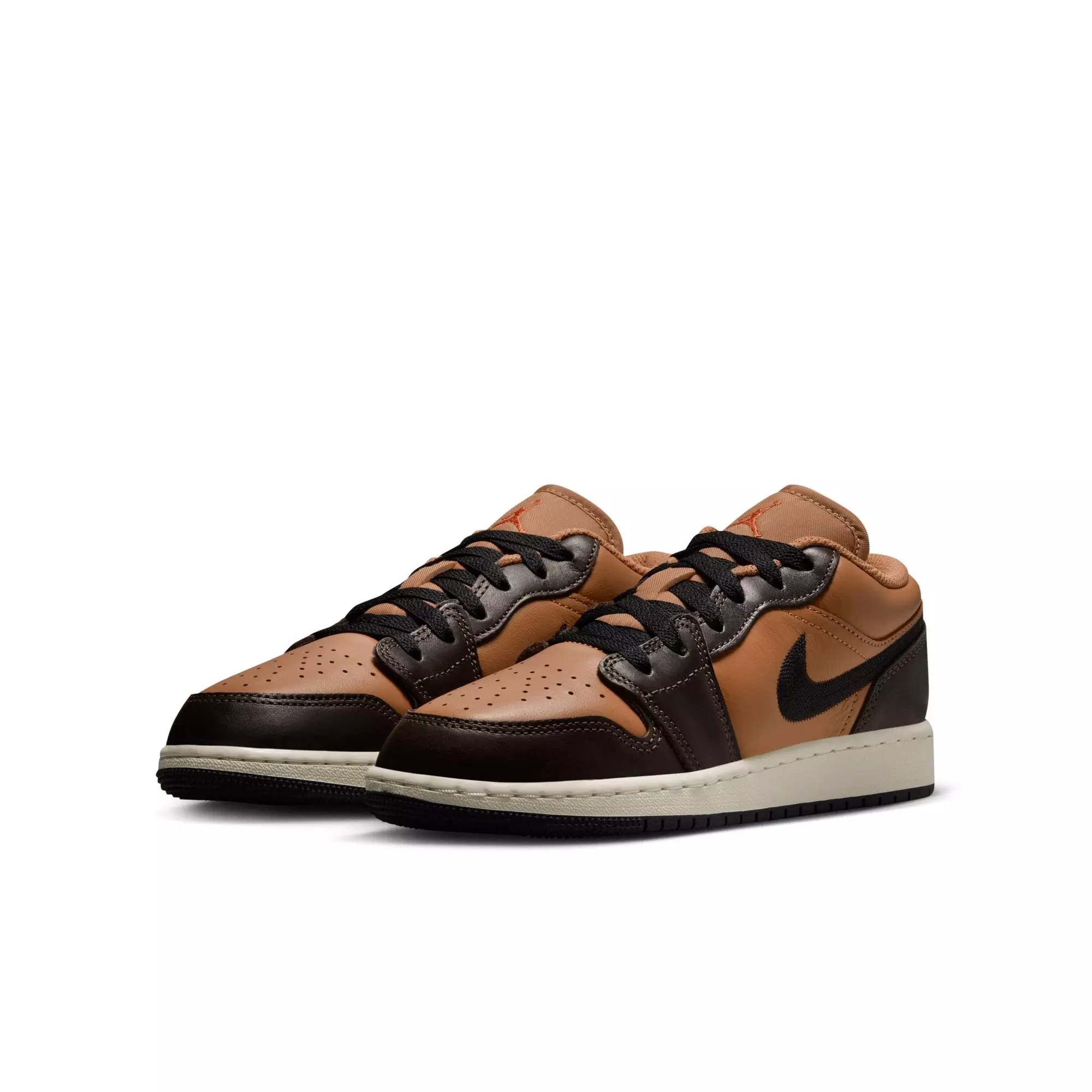 Jordan 1 Low "Flax/Baroque Brown/Vintage Coral" Grade School Boys' Shoe - BROWN/KHAKI