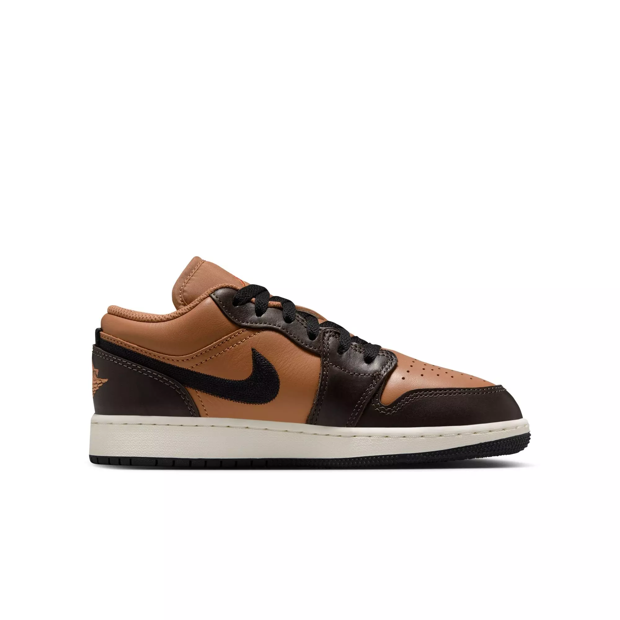 Jordan 1 Low "Flax/Baroque Brown/Vintage Coral" Grade School Boys' Shoe - BROWN/KHAKI