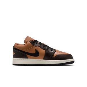 Jordan 1 Low "Flax/Baroque Brown/Vintage Coral" Grade School Boys' Shoe