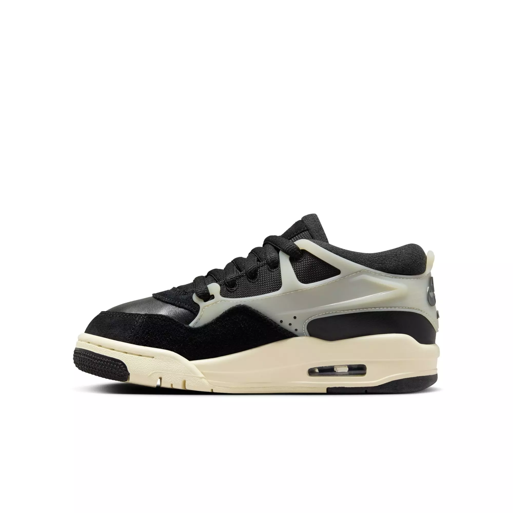 Jordan 4 RM "Black/Gym Red/Sail/Coconut Milk" Grade School Boys' Shoe - BLACK/TAN