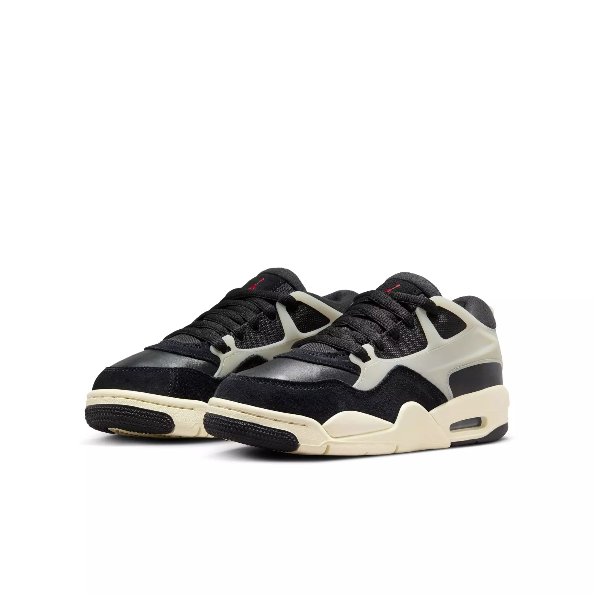 Jordan 4 RM "Black/Gym Red/Sail/Coconut Milk" Grade School Boys' Shoe - BLACK/TAN