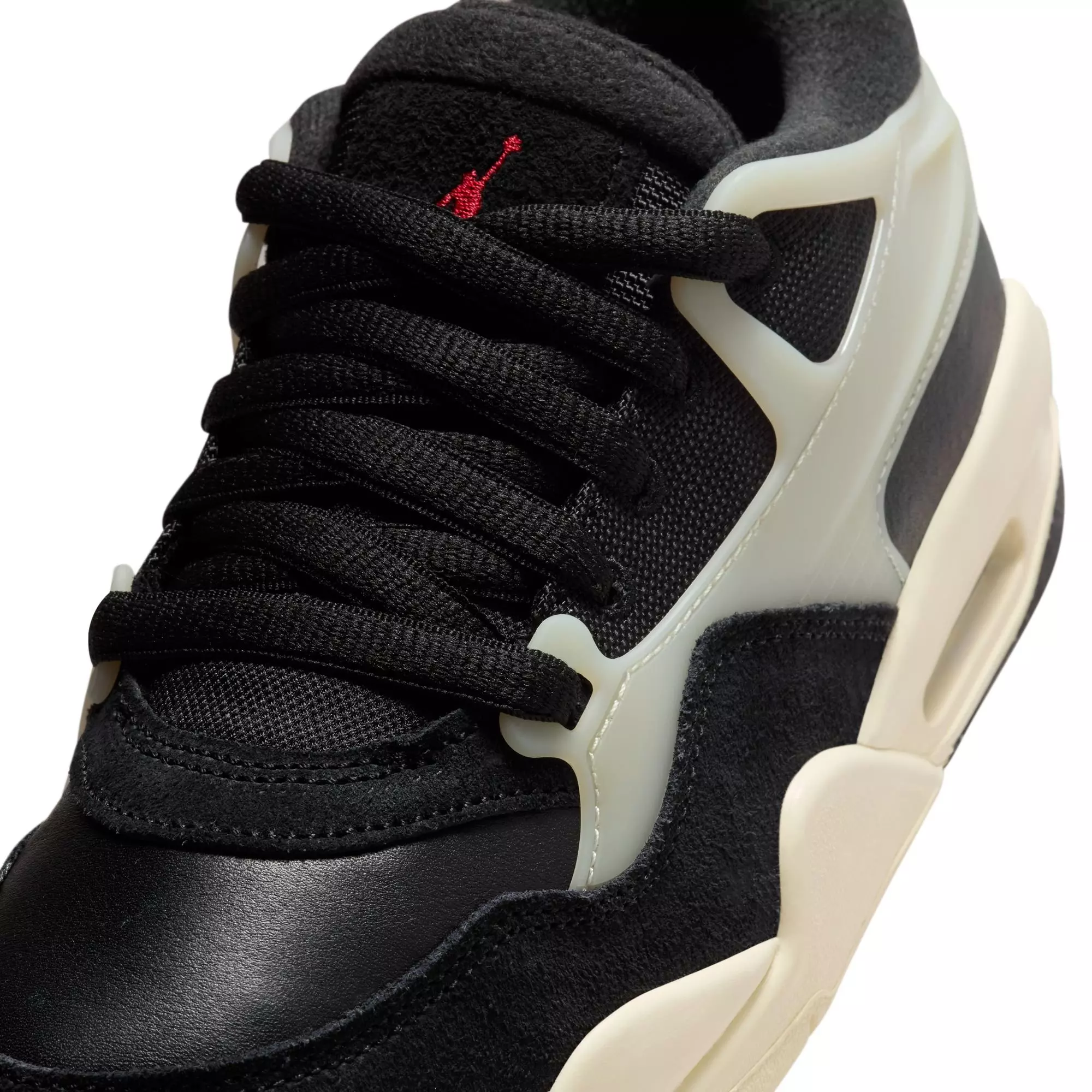 Jordan 4 RM "Black/Gym Red/Sail/Coconut Milk" Grade School Boys' Shoe - BLACK/TAN
