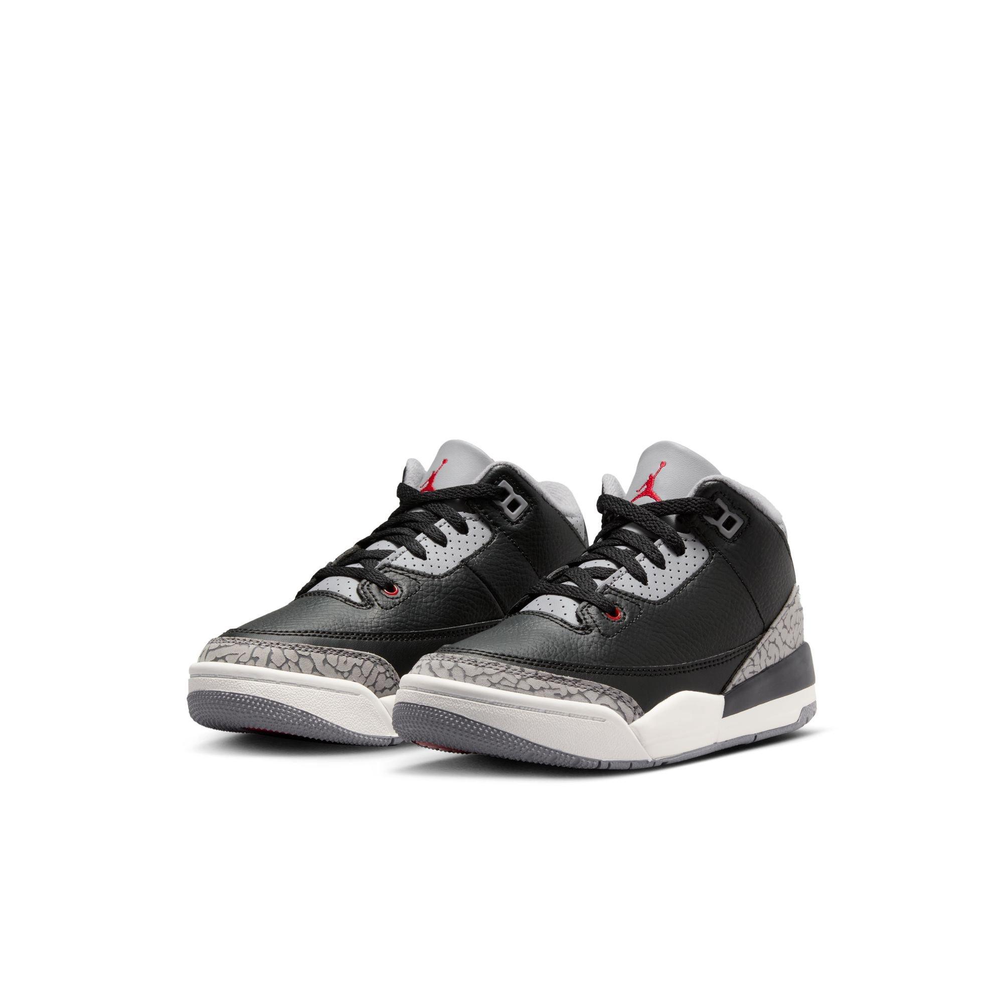 Jordan 3 Retro "Black Cement" Preschool Kids' Shoe - BLACK/FIRE RED/CEMENT GREY Thumbnail View 3