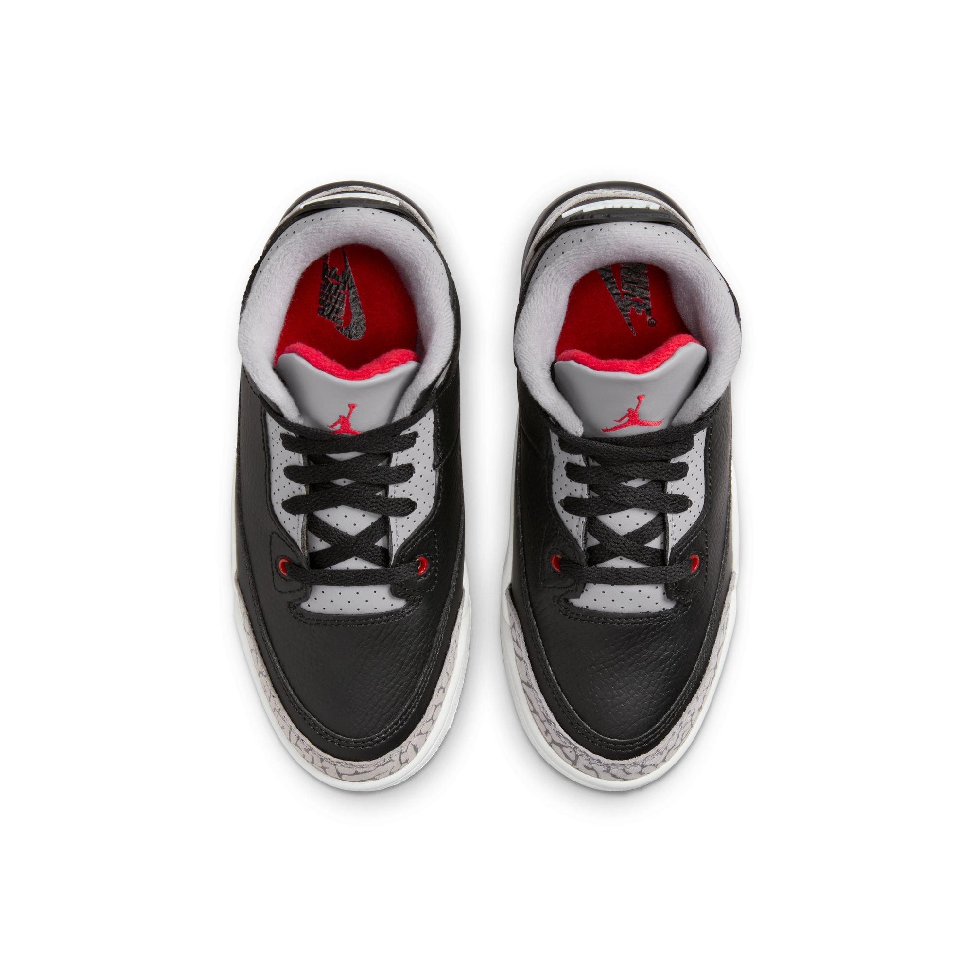 Jordan 3 Retro "Black Cement" Preschool Kids' Shoe - BLACK/FIRE RED/CEMENT GREY Thumbnail View 9