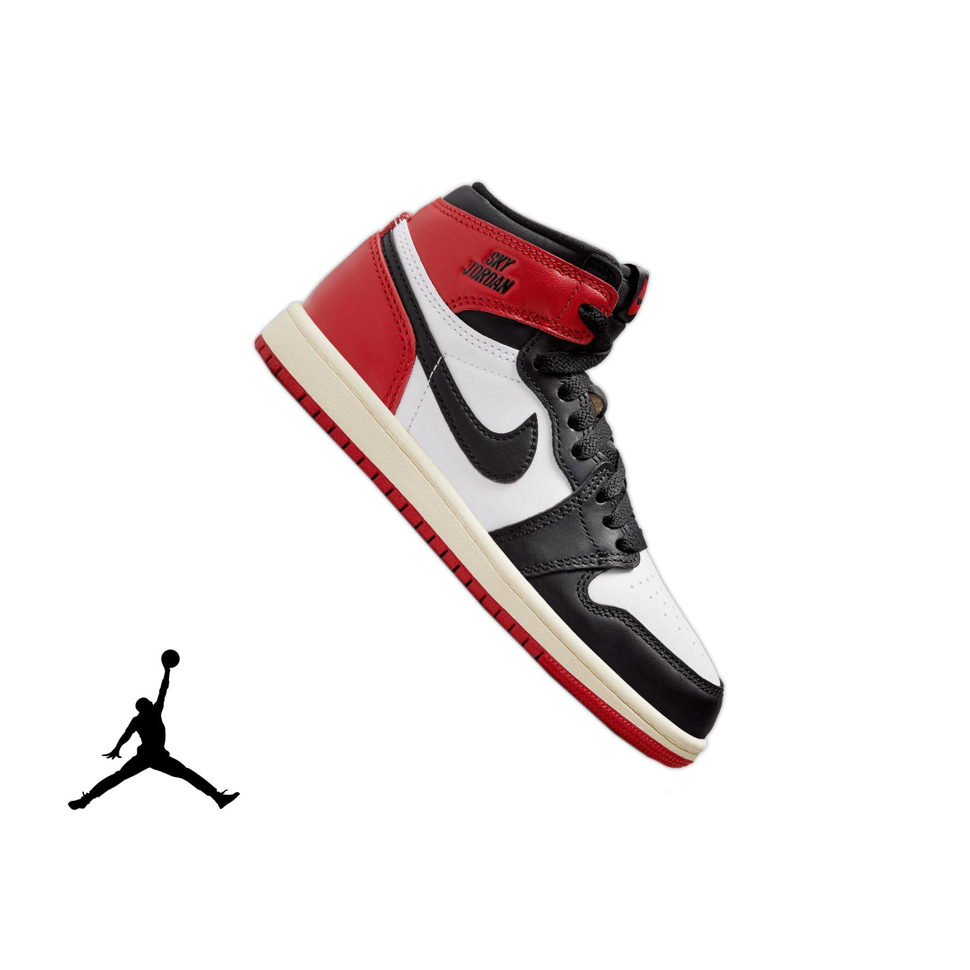 Jordan 1 Retro High OG "Black Toe" Preschool Kids' Shoe - WHITE/BLACK/VARSITY RED