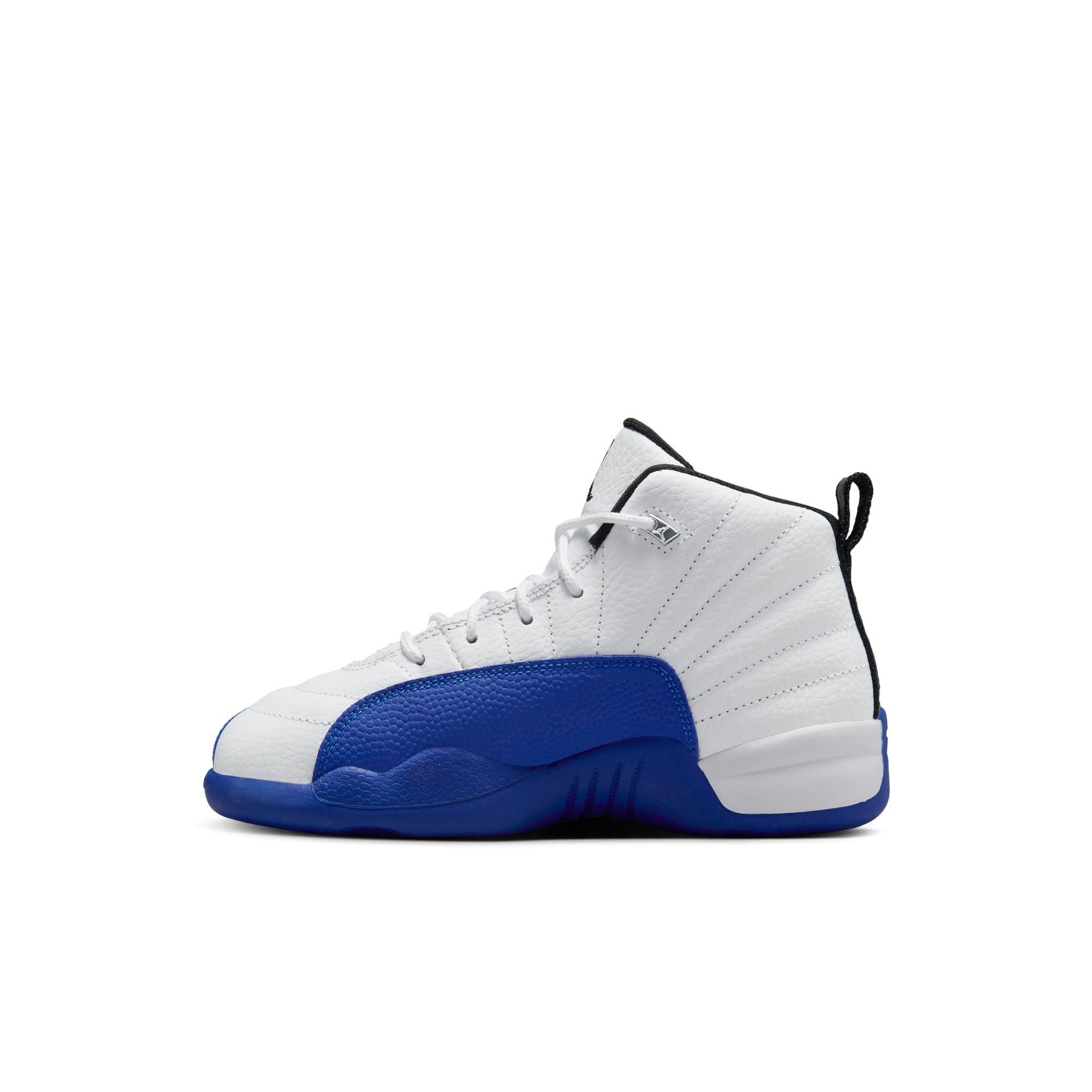 Jordan 12 Retro "White and Game Royal" Preschool Kids' Shoe