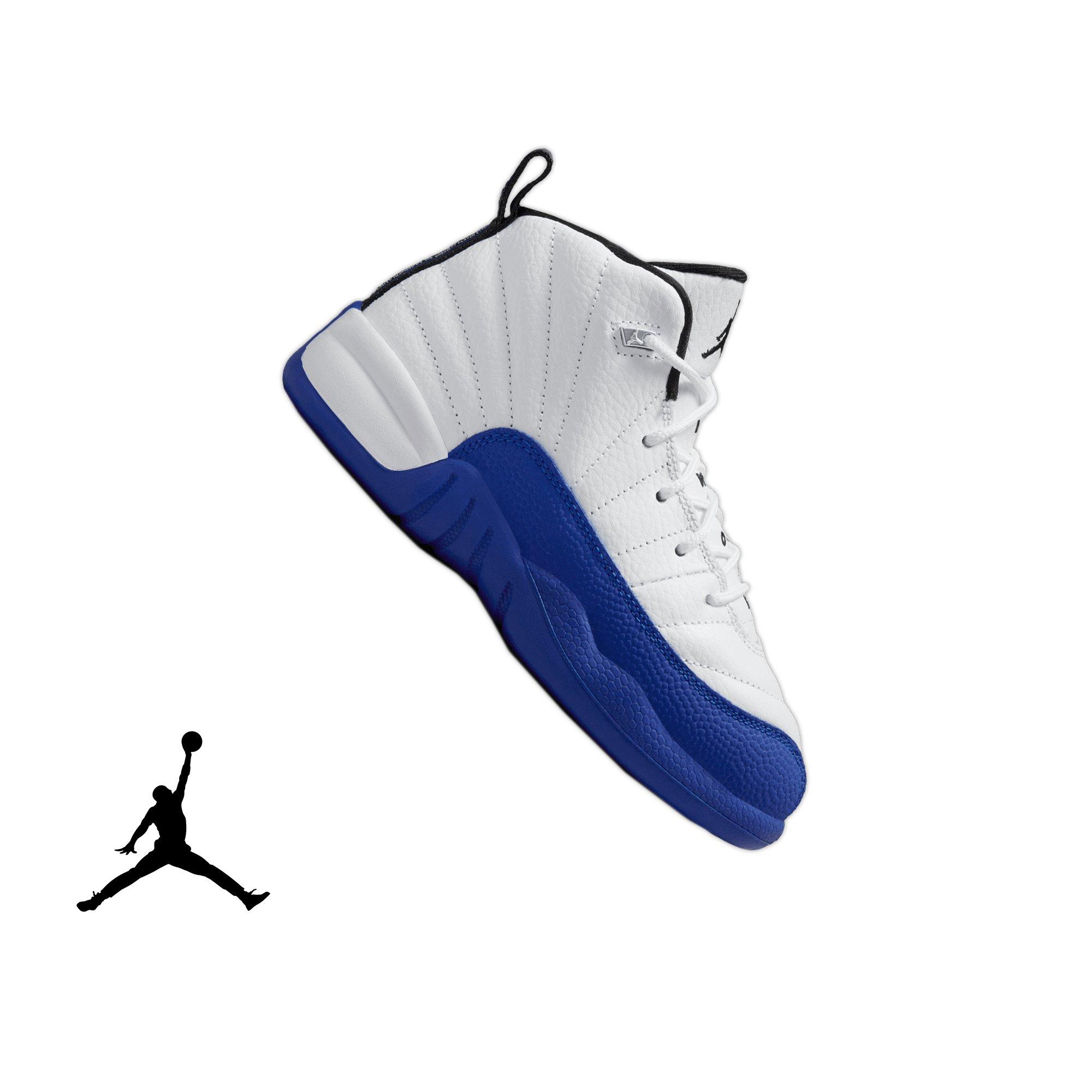 Jordan 12 Retro "White and Game Royal" Preschool Kids' Shoe