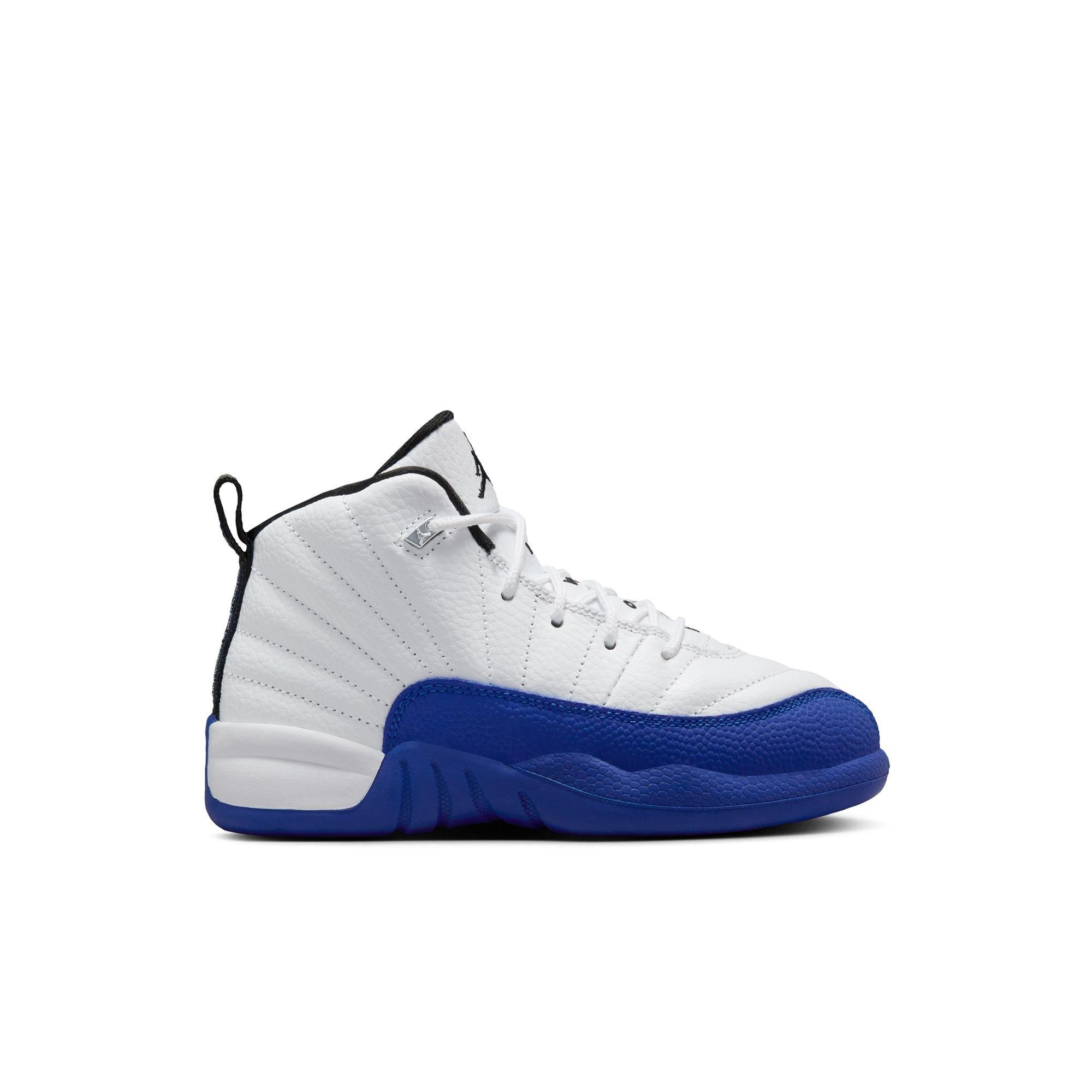 Jordan 12 Retro "White and Game Royal" Preschool Kids' Shoe