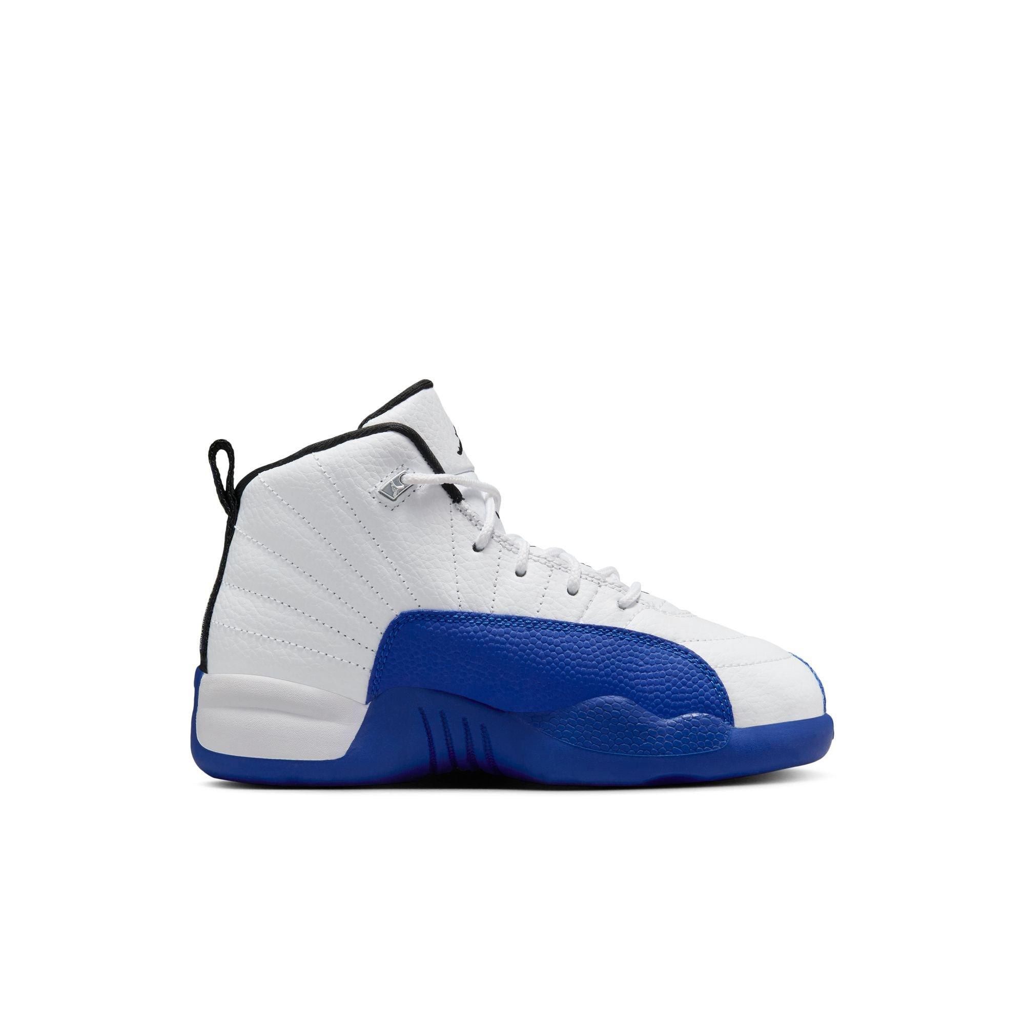 Jordan 12 Retro "White and Game Royal" Preschool Kids' Shoe