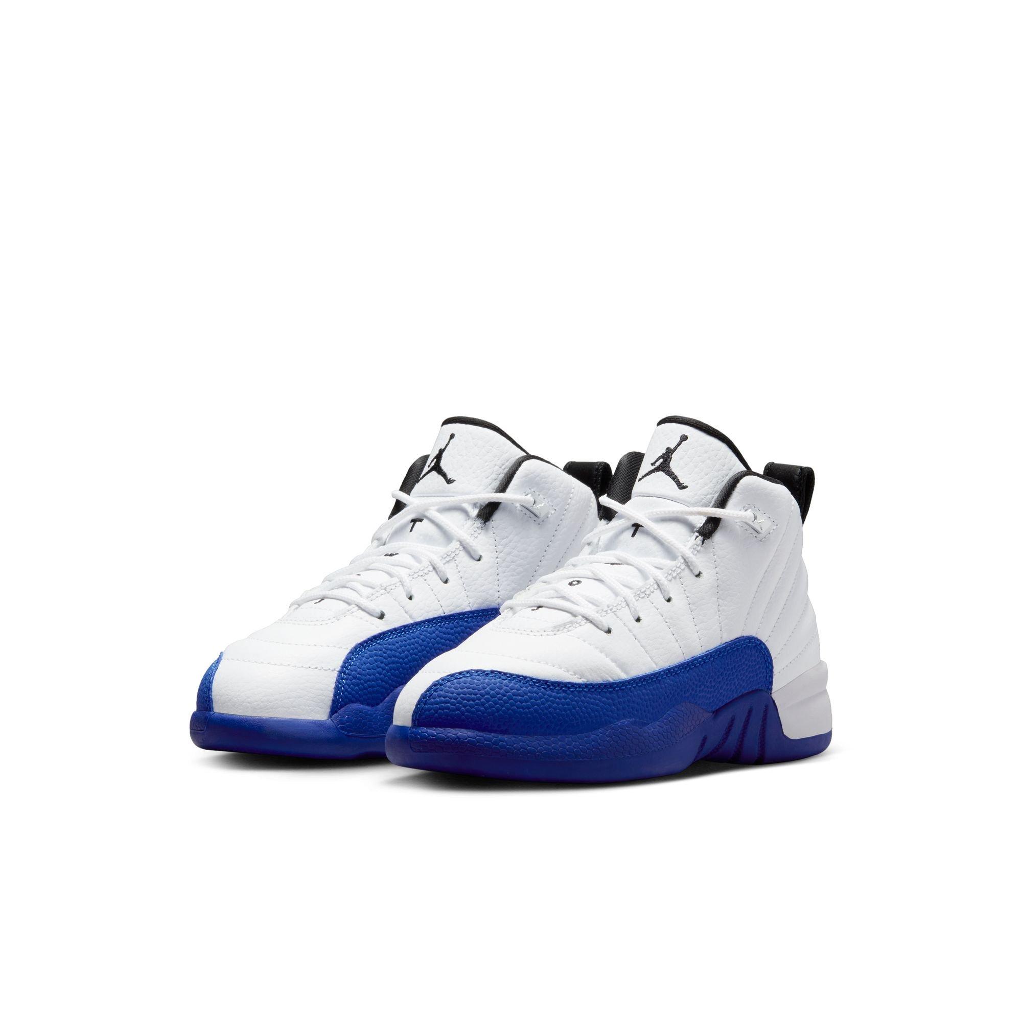 Jordan 12 Retro "White and Game Royal" Preschool Kids' Shoe - WHITE/BLACK/GAME ROYAL Thumbnail View 3