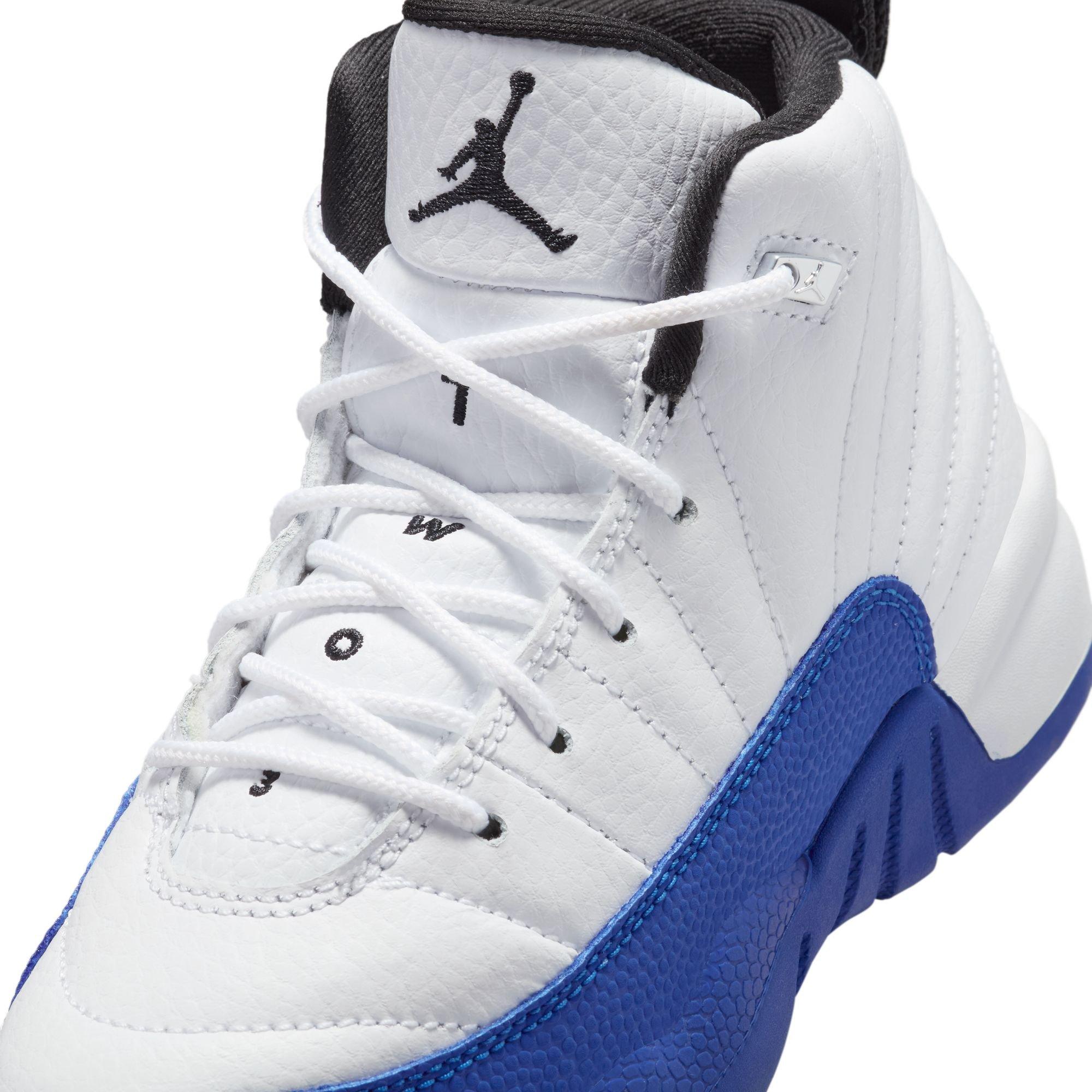 Jordan 12 Retro "White and Game Royal" Preschool Kids' Shoe - WHITE/BLACK/GAME ROYAL Thumbnail View 4