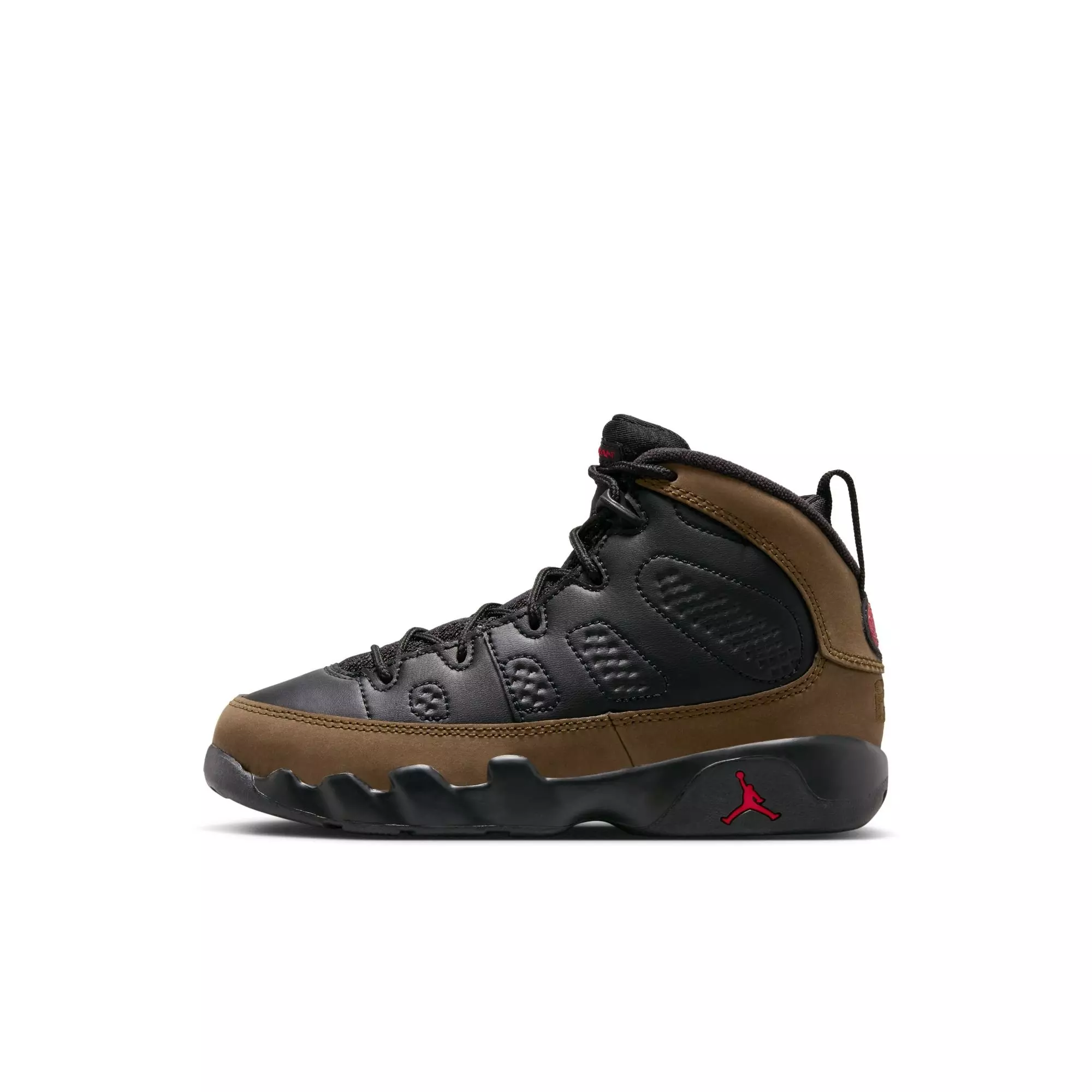 Jordan 9 Retro "Olive" Preschool Kids' Shoe - BLACK/TRUE RED/LIGHT OLIVE