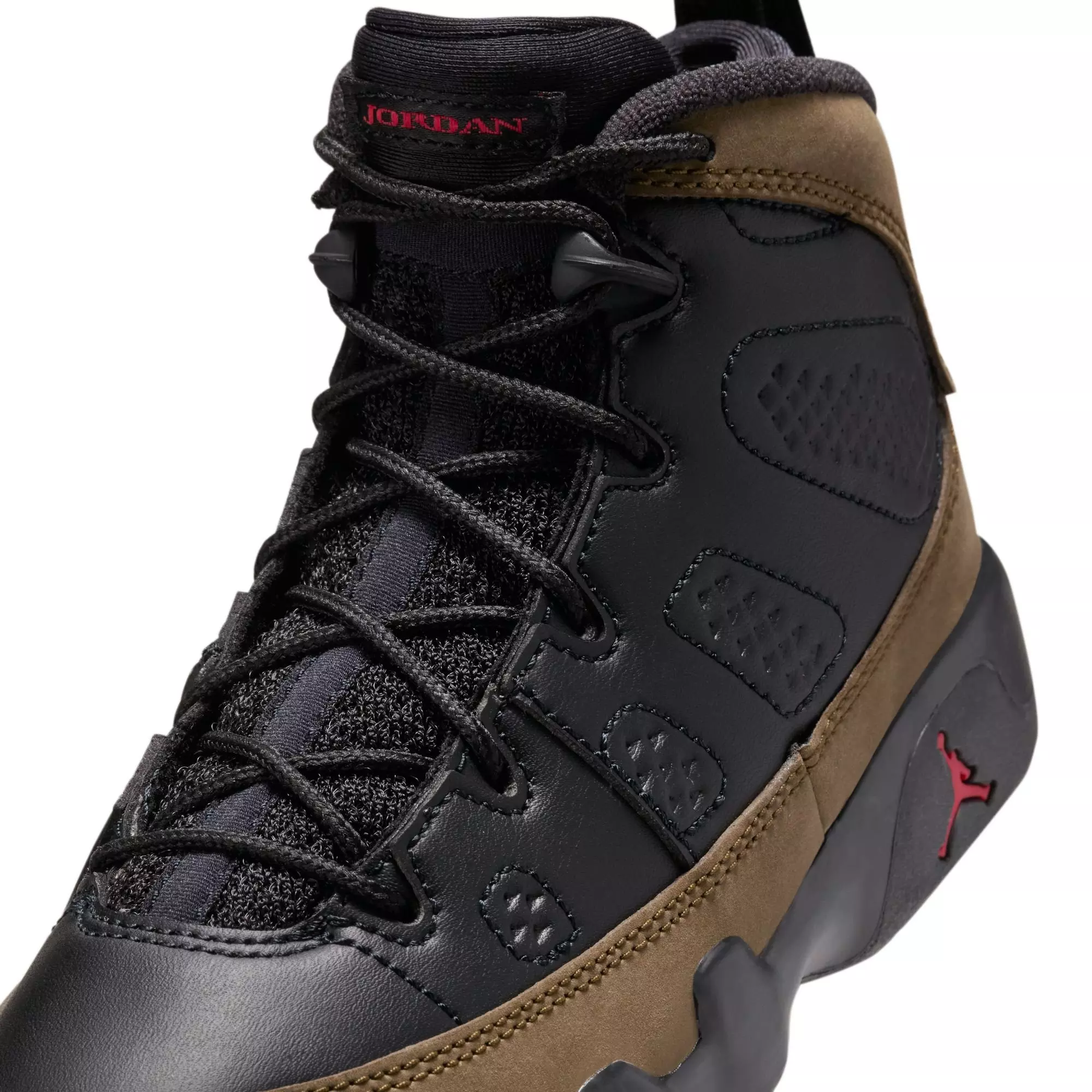 Jordan 9 Retro "Olive" Preschool Kids' Shoe - BLACK/TRUE RED/LIGHT OLIVE