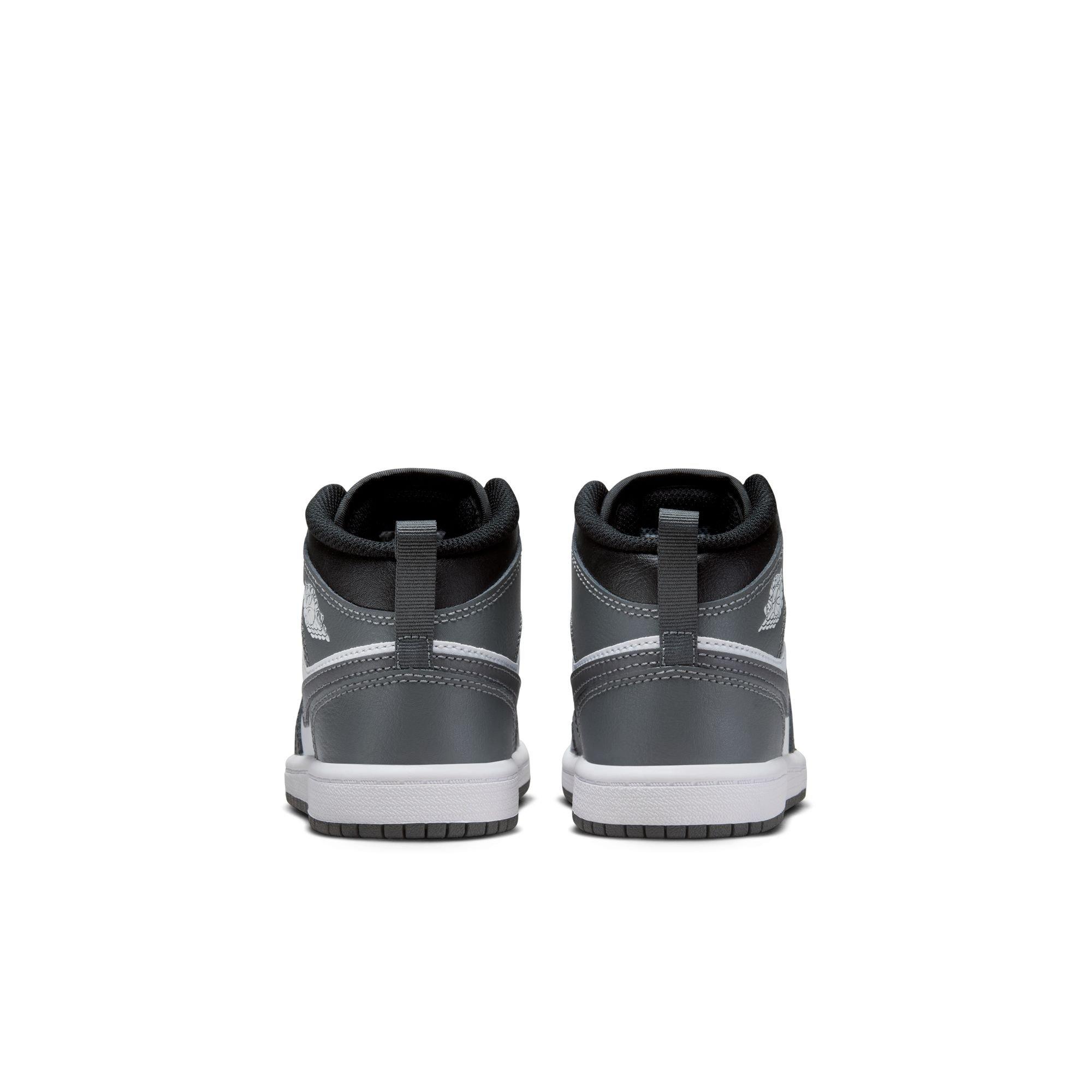 Jordan 1 Mid Preschool Boys' "Black/Iron Grey/White" Shoe