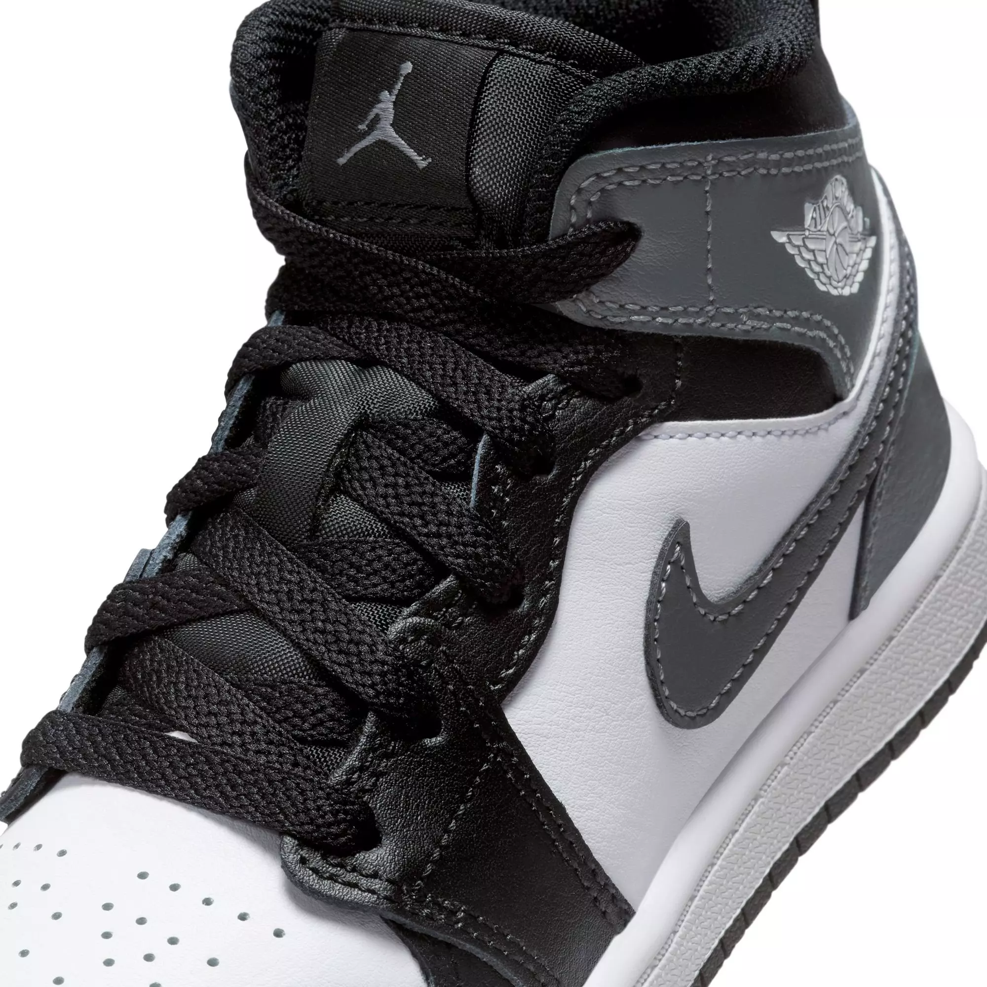 Jordan 1 Mid "Black/Iron Grey/White" Preschool Boys' Shoe - BLACK/GREY/WHITE