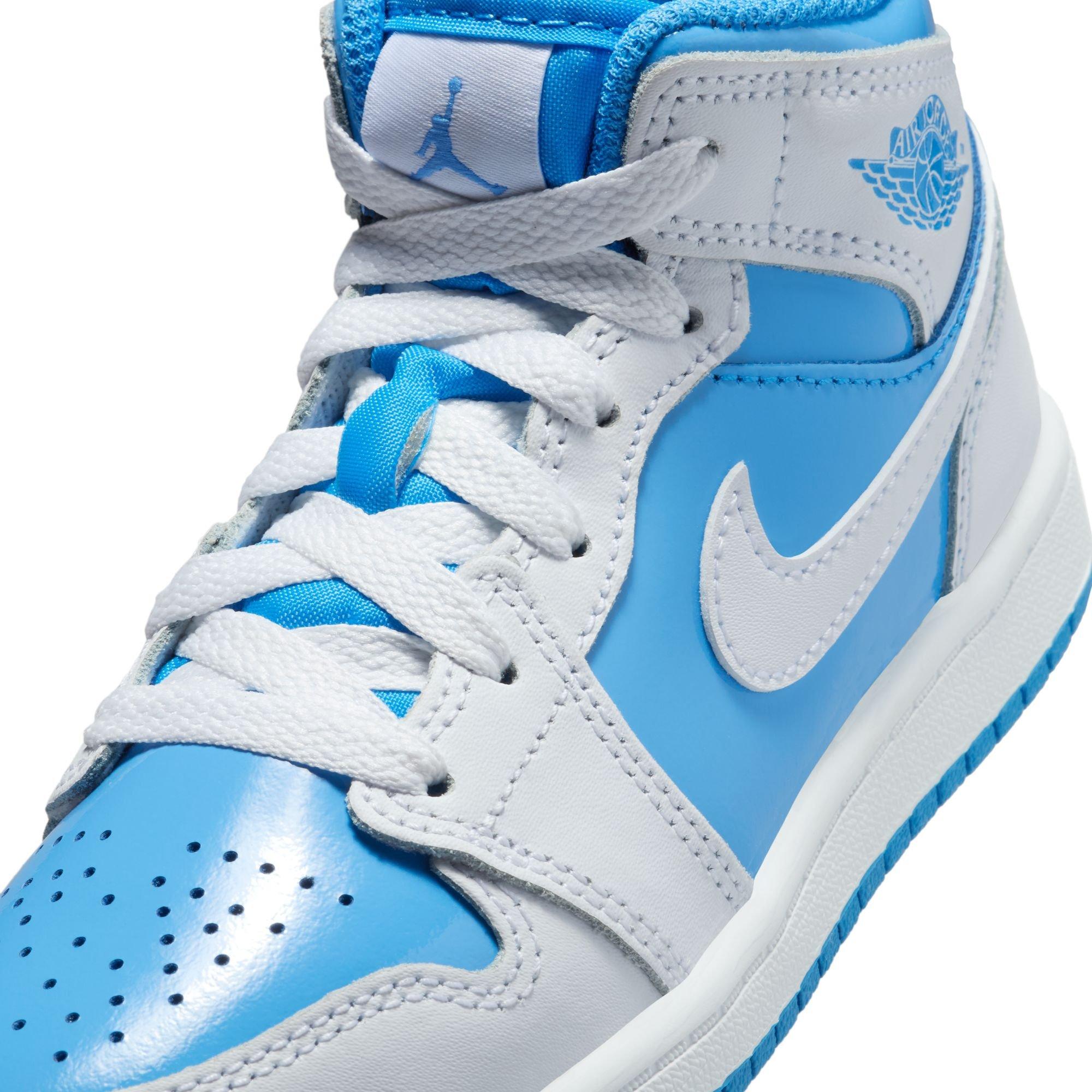 Jordan 1 Mid SE Preschool Boys' "White/Legend Blue" Shoe