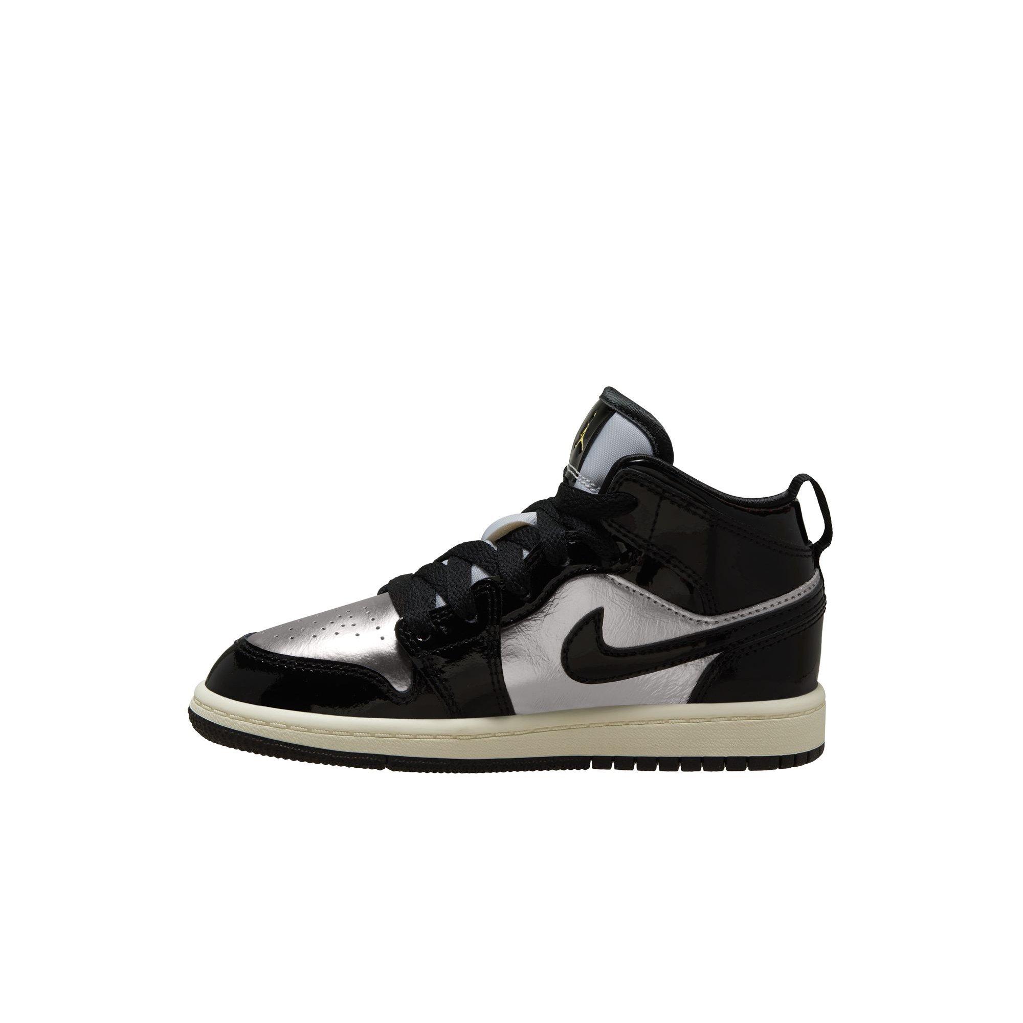 Jordan 1 Mid SE Preschool Boys' "Black/Metallic Gold/Metallic Silver" Shoe
