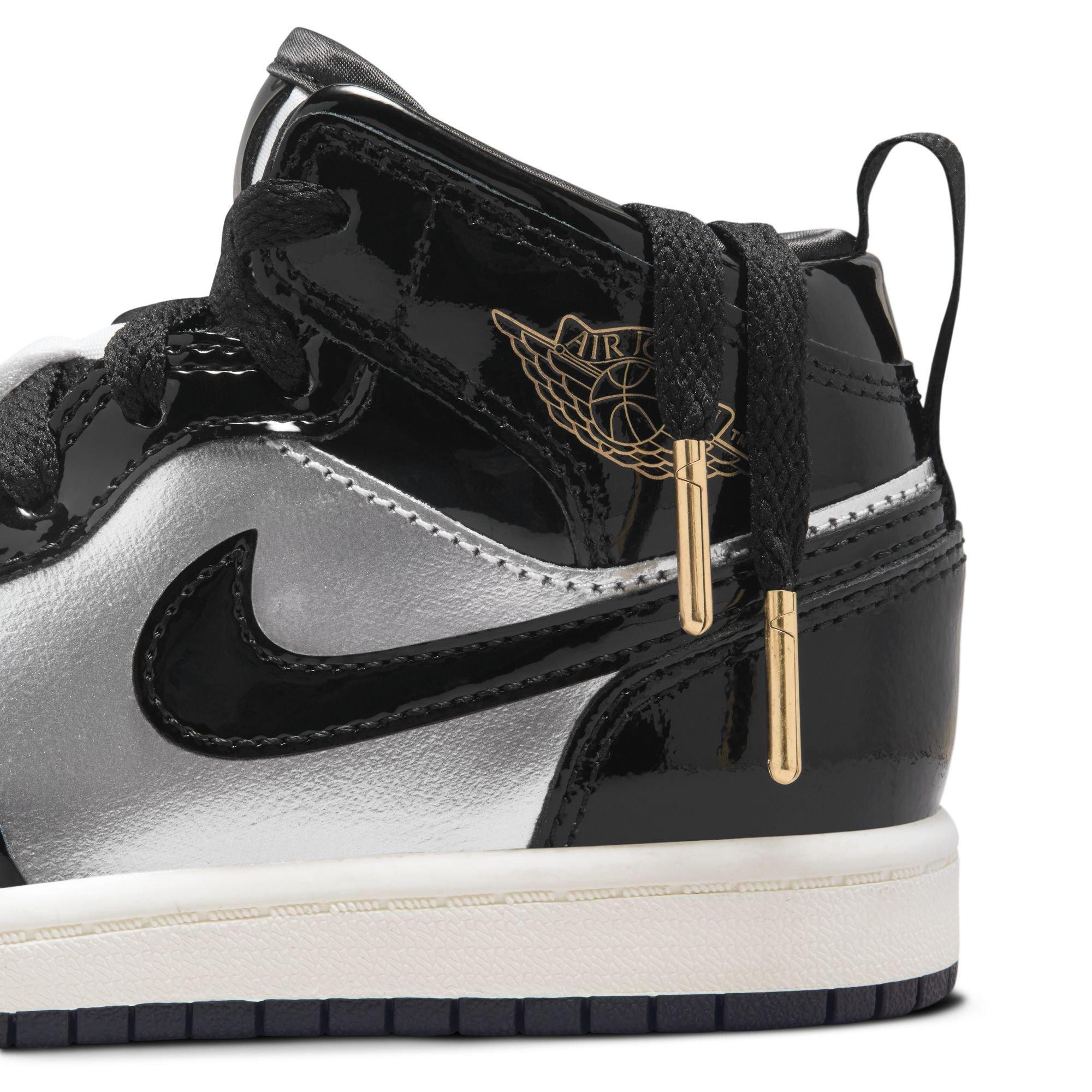 Jordan 1 Mid SE Preschool Boys' "Black/Metallic Gold/Metallic Silver" Shoe