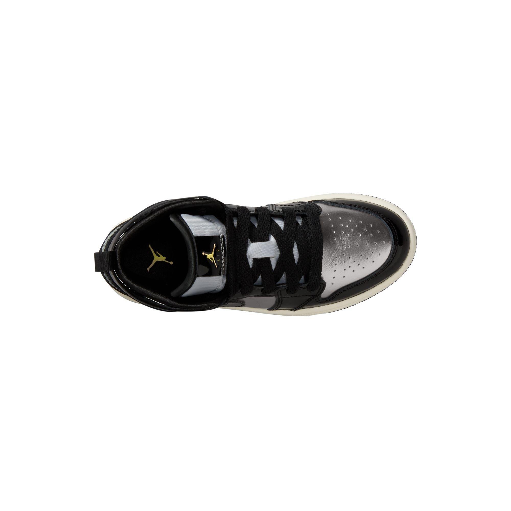Jordan 1 Mid SE Preschool Boys' "Black/Metallic Gold/Metallic Silver" Shoe