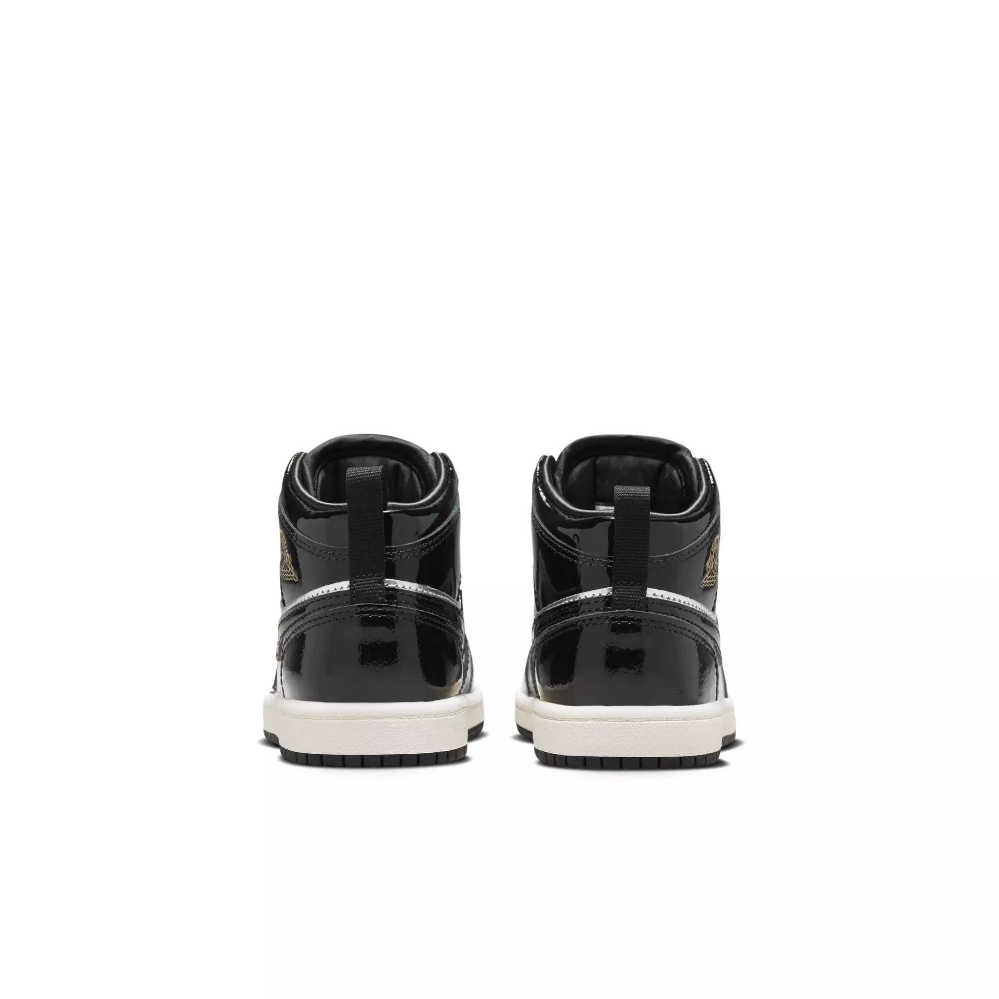 Jordan 1 Mid SE "Black/Metallic Gold/Metallic Silver" Preschool Boys' Shoe - BLACK/SILVER