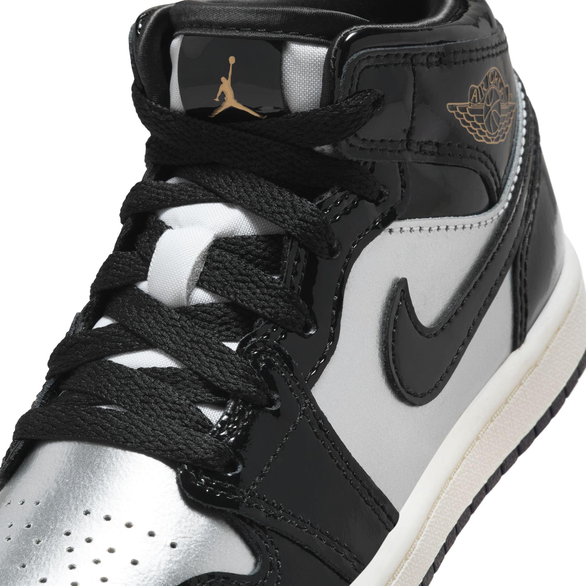 Jordan 1 Mid SE Preschool Boys' "Black/Metallic Gold/Metallic Silver" Shoe