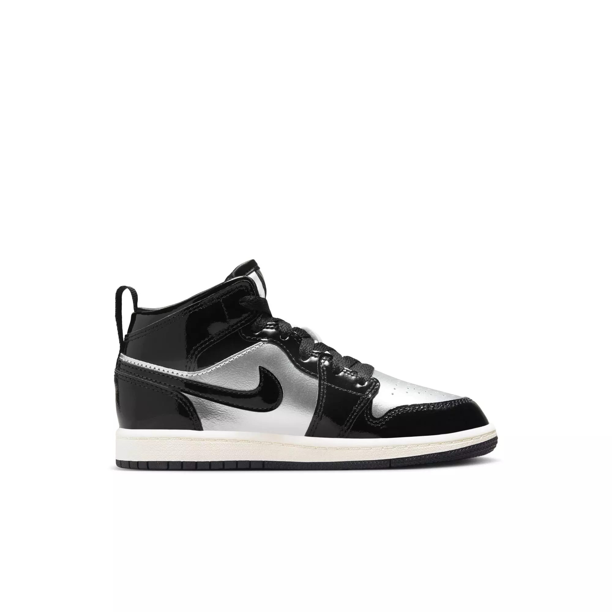 Jordan 1 Mid SE "Black/Metallic Gold/Metallic Silver" Preschool Boys' Shoe - BLACK/SILVER
