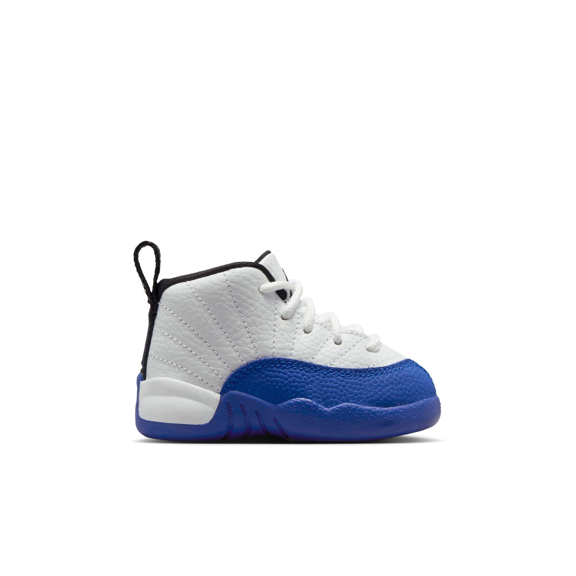 Jordan 12 Retro White and Game Royal Toddler Kids Shoe Hibbett