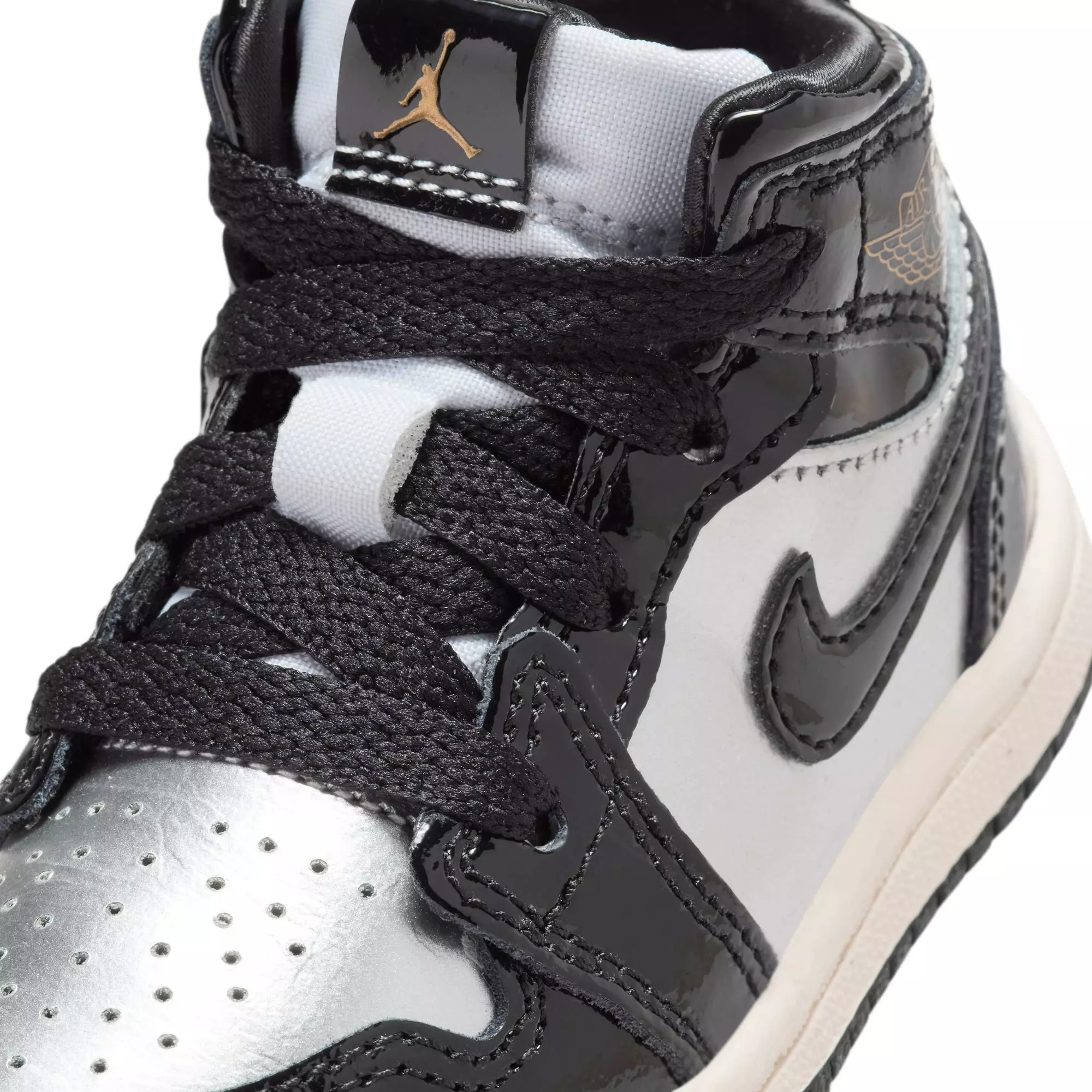Jordan 1 Mid SE "Black/Metallic Gold/Metallic Silver" Toddler Boys' Shoe - BLACK/SILVER