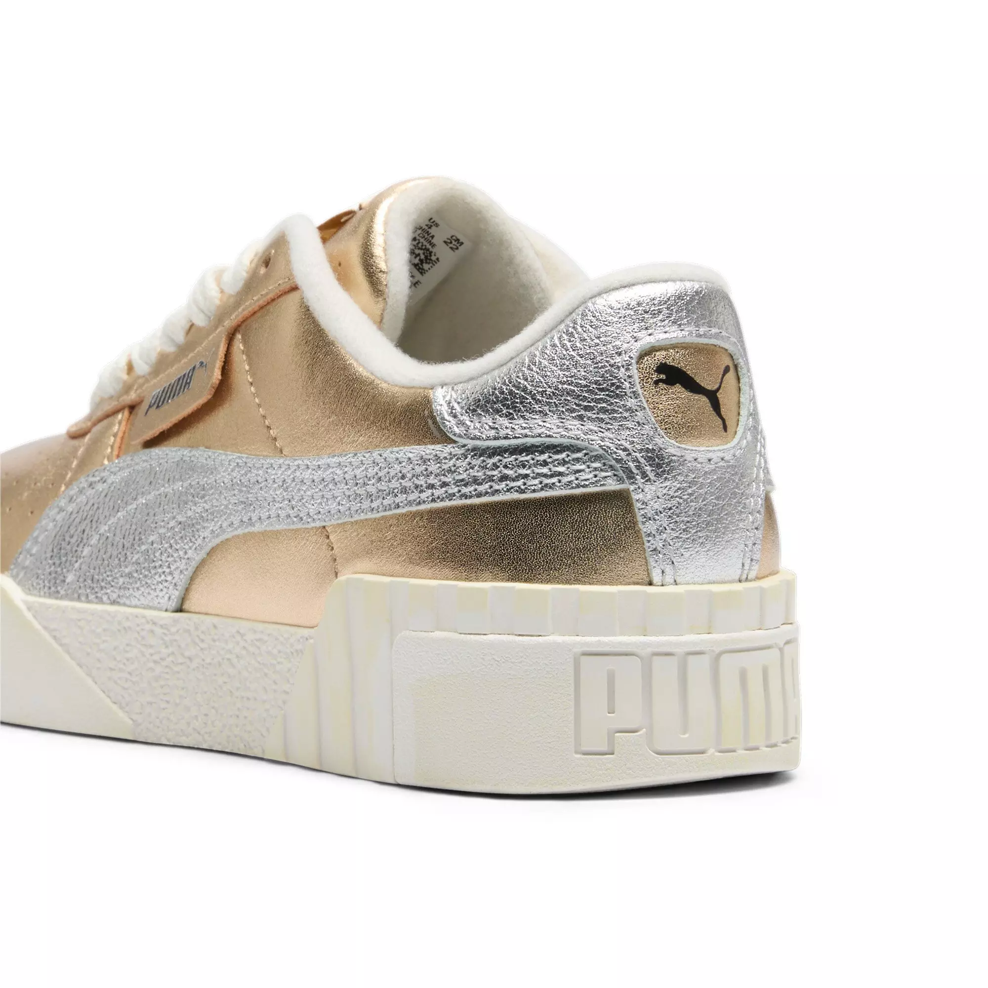 PUMA Cali Mixed Metals "White/Gold/Silver" Grade School Girls' Shoe - WHITE/GOLD/SILVER