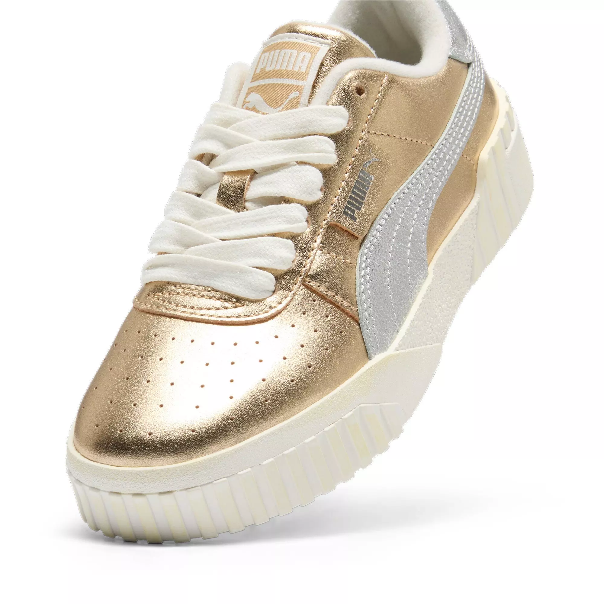 PUMA Cali Mixed Metals "White/Gold/Silver" Grade School Girls' Shoe - WHITE/GOLD/SILVER
