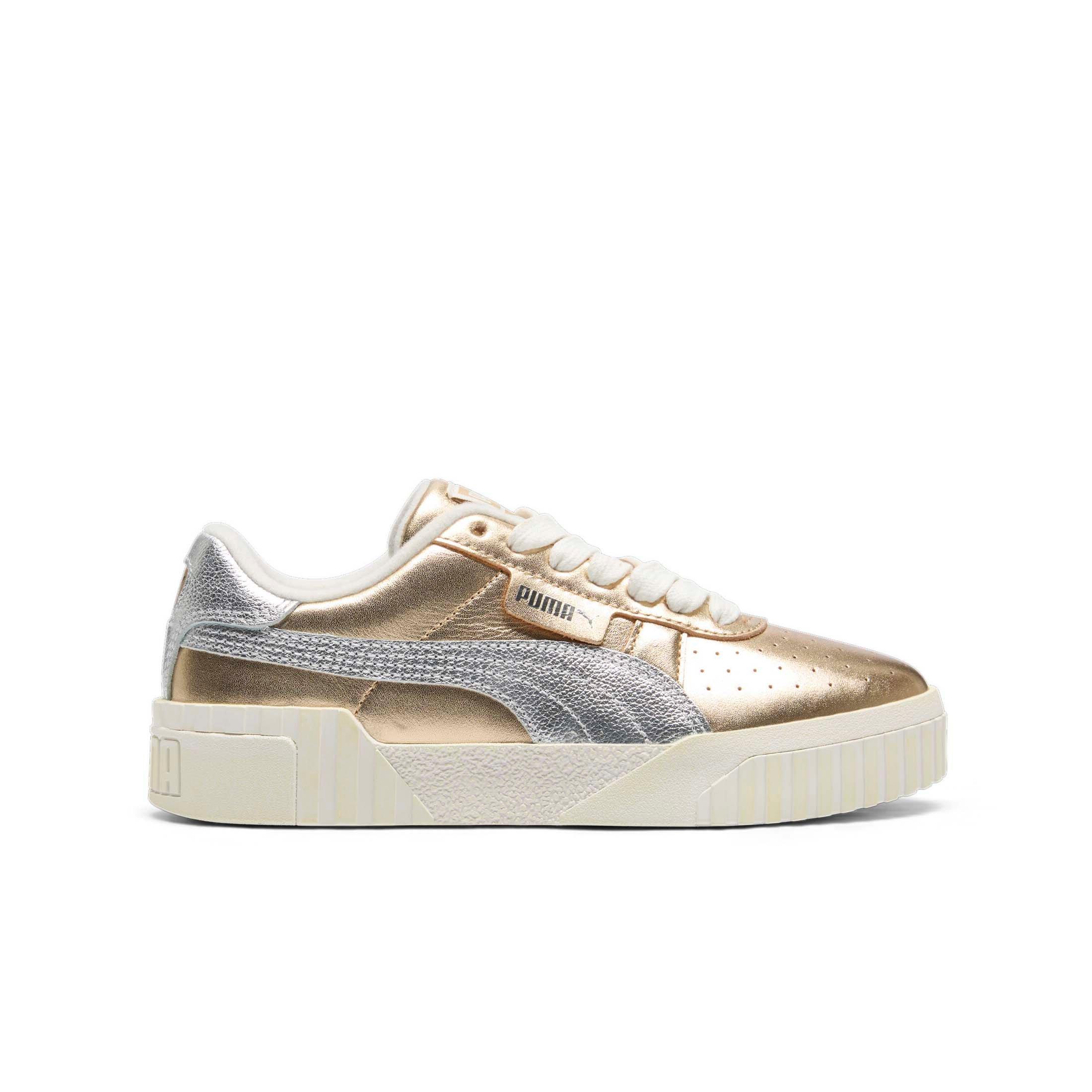 PUMA Cali Mixed Metals "White/Gold/Silver" Grade School Girls' Shoe - WHITE/GOLD/SILVER