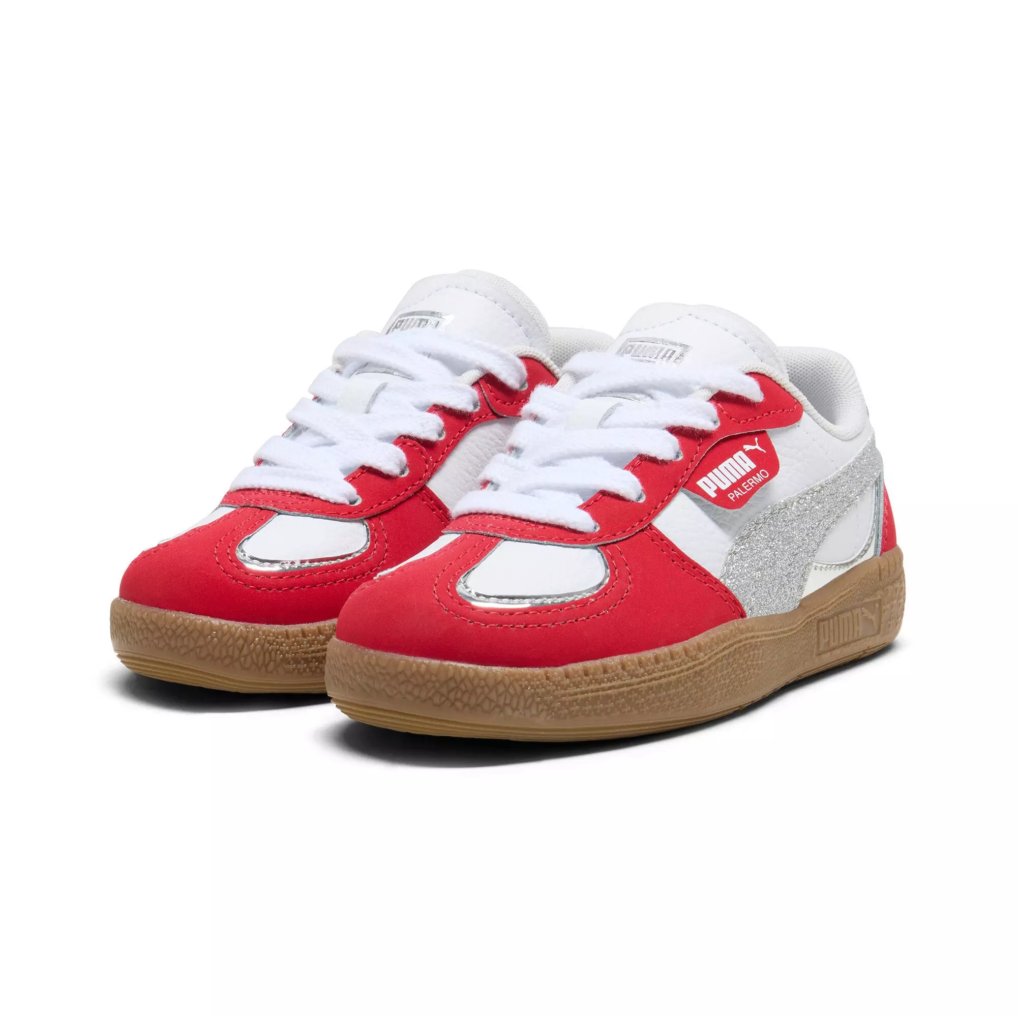 PUMA Palermo OG Moda "Holiday Glitz" Preschool Girls' Shoe - RED/SILVER