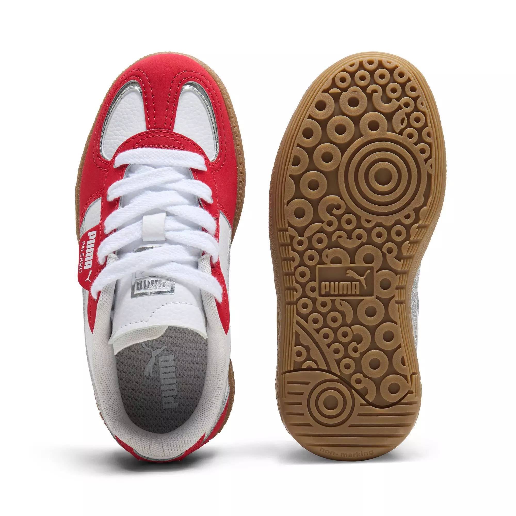 PUMA Palermo OG Moda "Holiday Glitz" Preschool Girls' Shoe - RED/SILVER