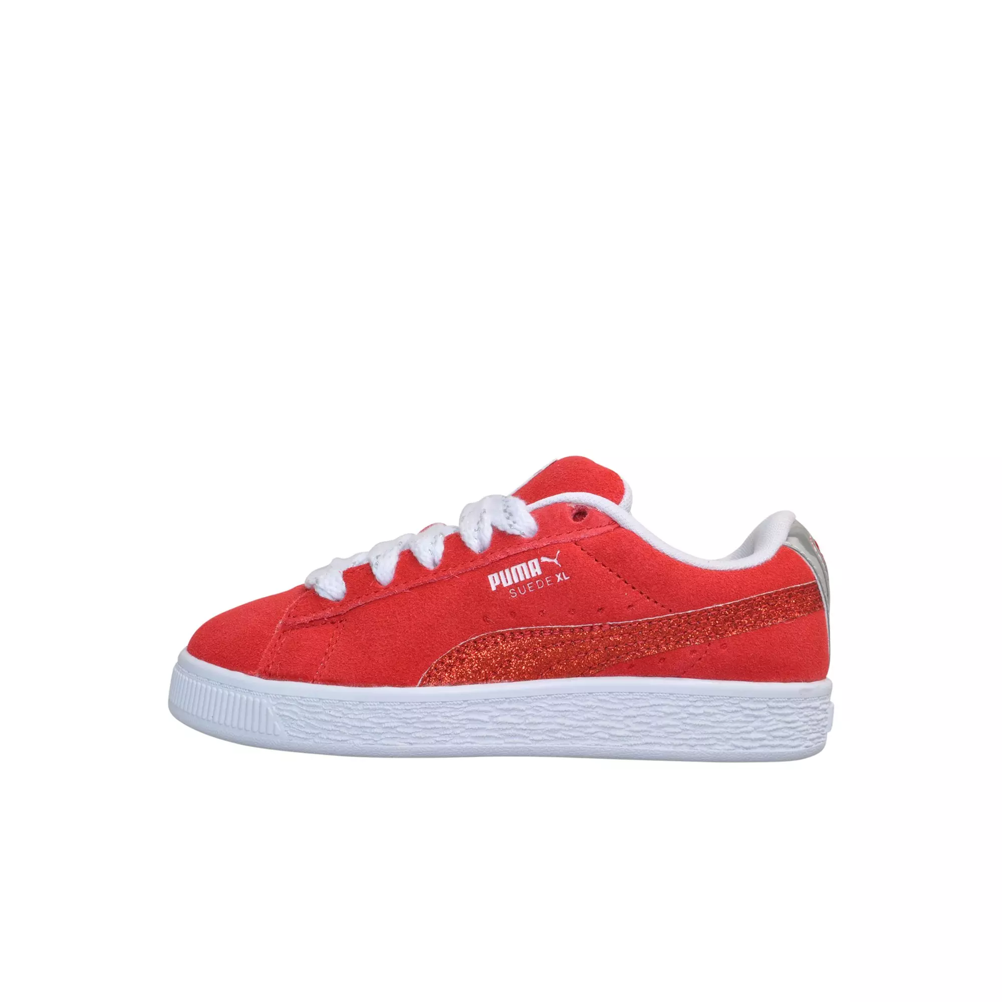 PUMA Suede XXI "Holiday Glitz" Preschool Girls' Shoe - RED/SILVER