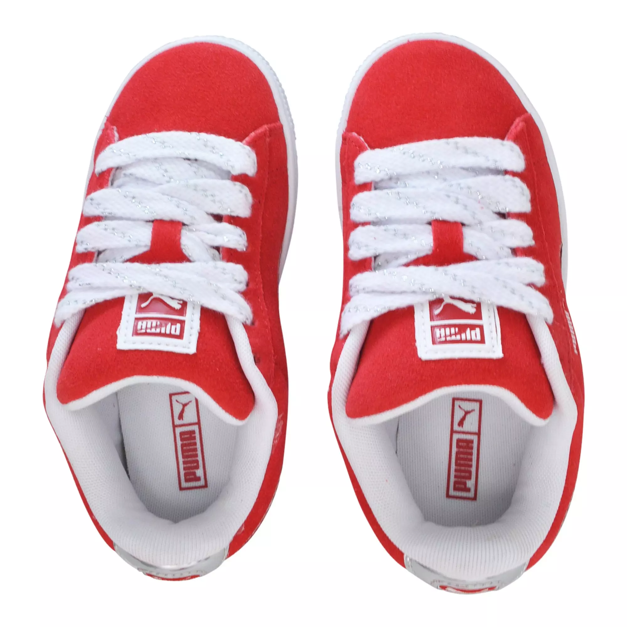 PUMA Suede XXI "Holiday Glitz" Preschool Girls' Shoe - RED/SILVER