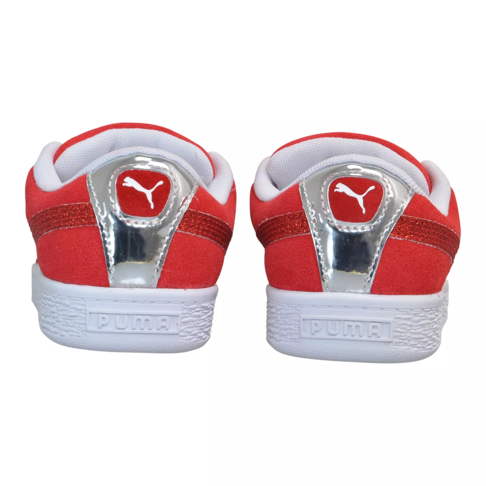 PUMA Suede XXI "Holiday Glitz" Preschool Girls' Shoe - RED/SILVER