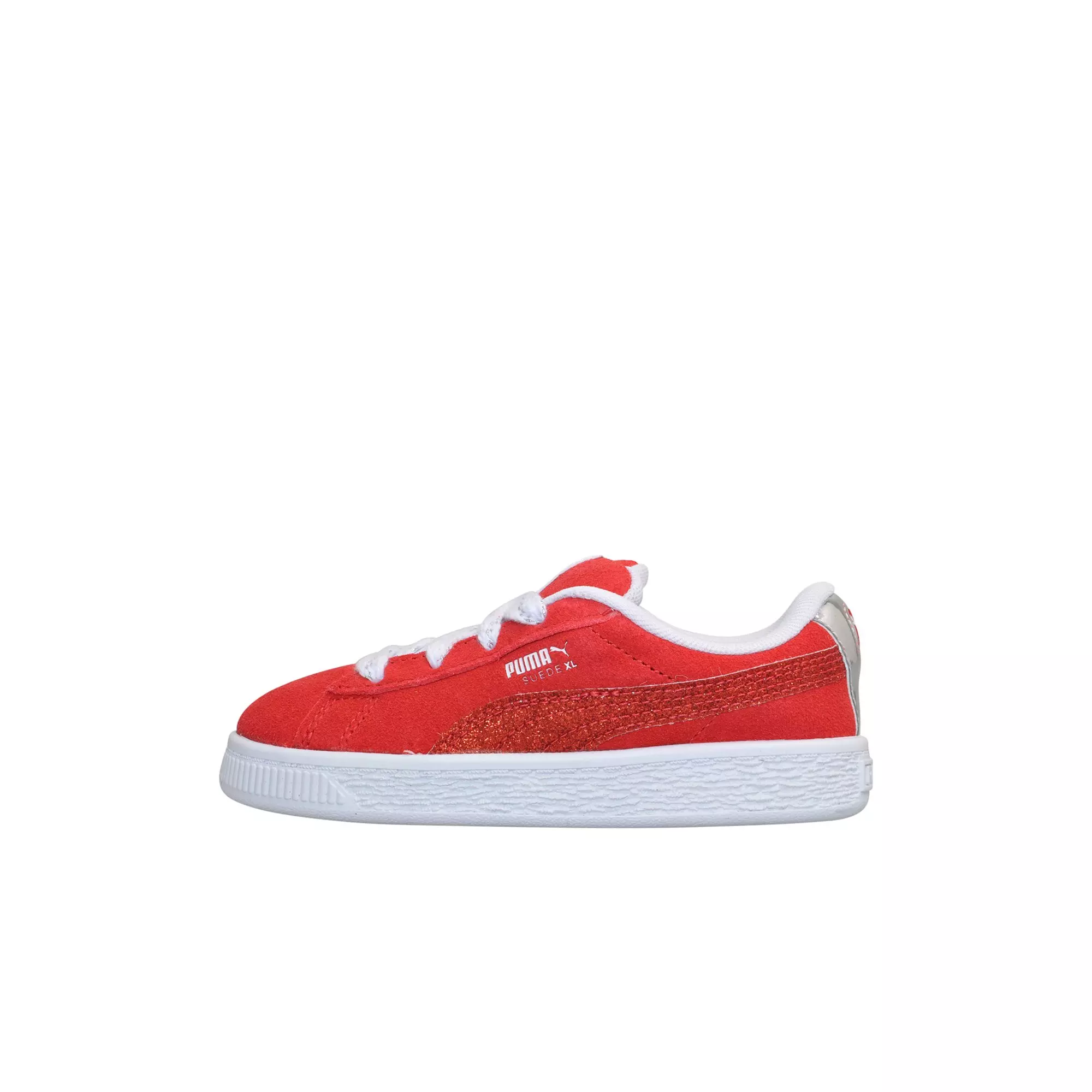 PUMA Suede XXI "Holiday Glitz" Toddler Girls' Shoe - RED/SILVER