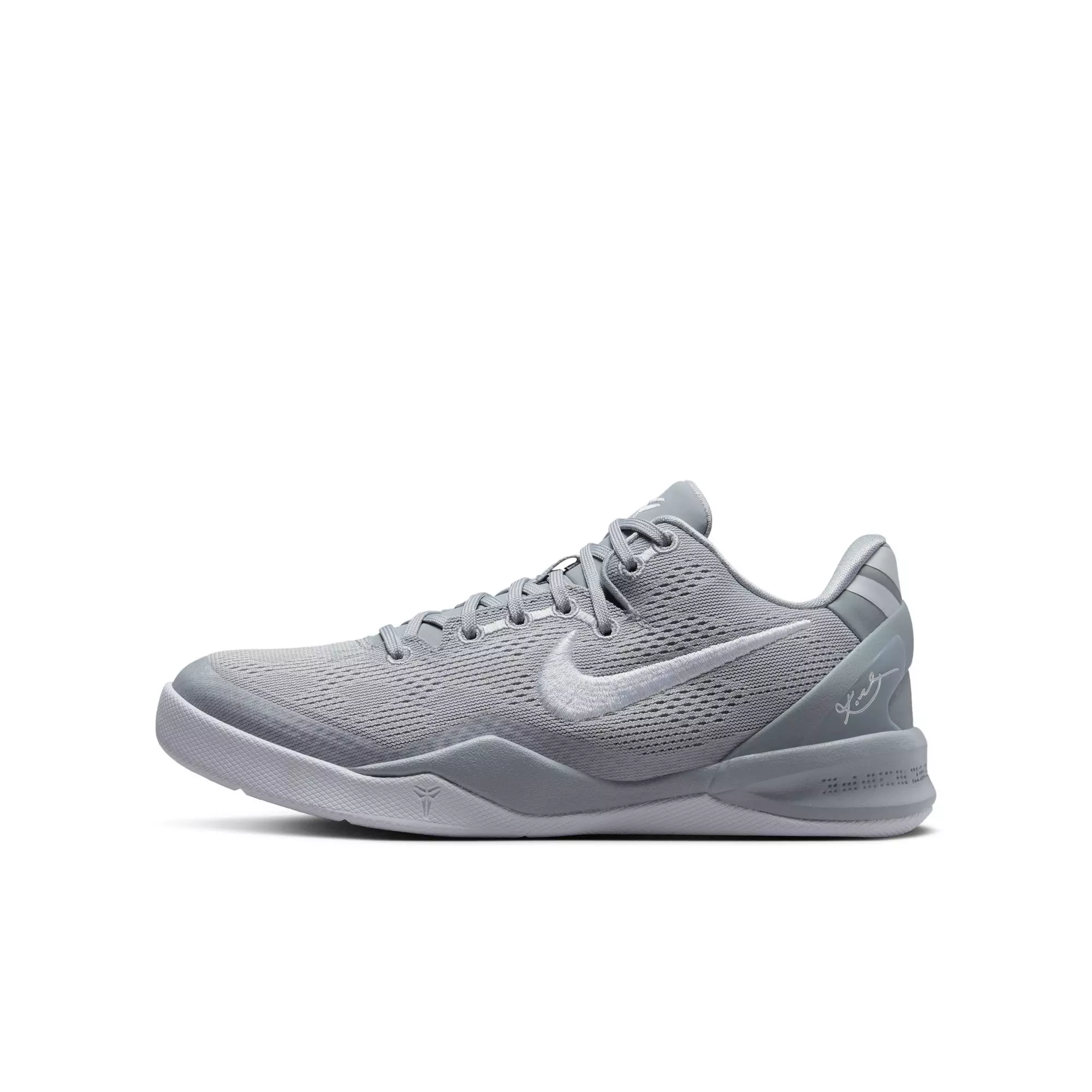 Nike Kobe 8 "Wolf Grey" Grade School Kids' Basketball Shoe - WOLF GREY/WHITE