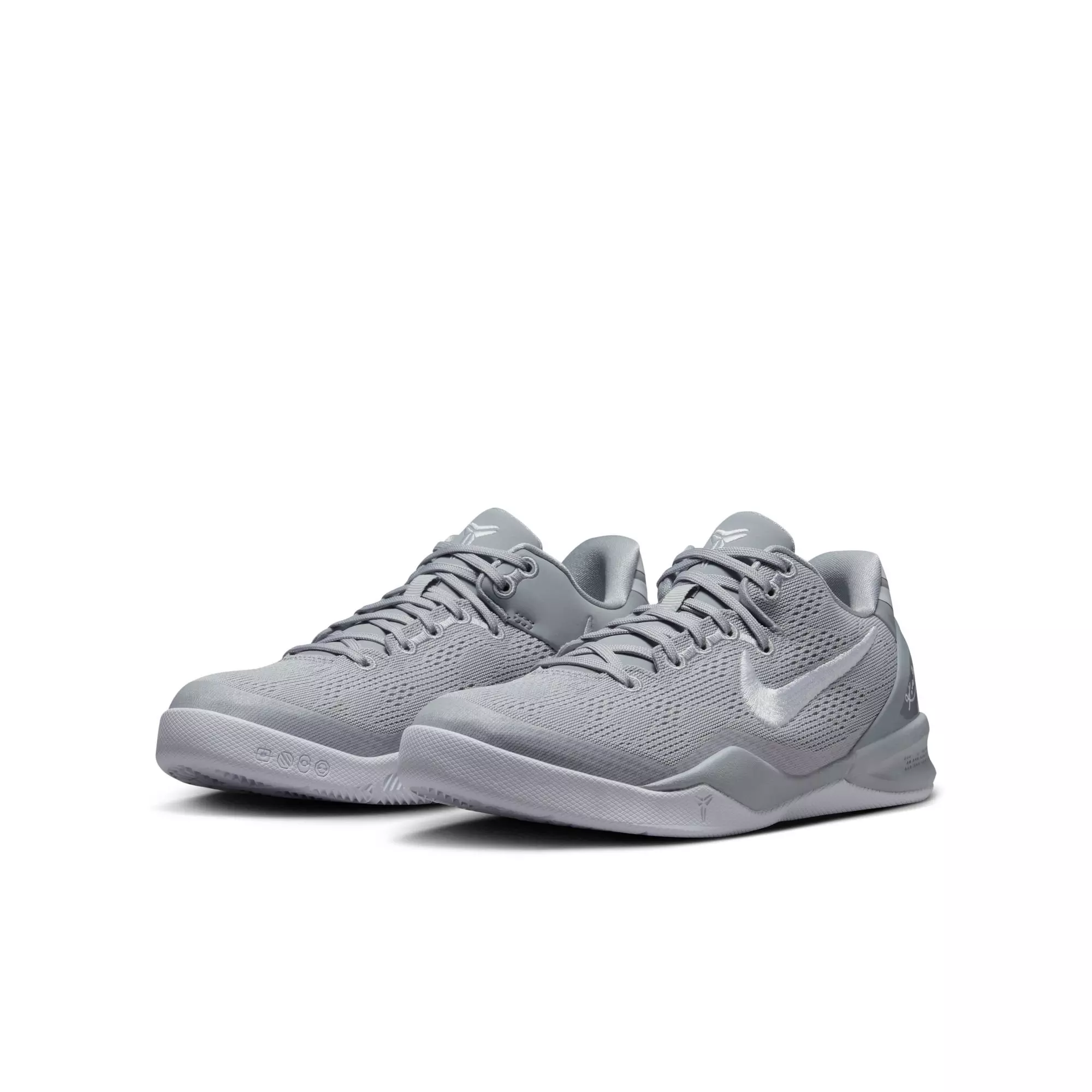 Nike Kobe 8 "Wolf Grey" Grade School Kids' Basketball Shoe - WOLF GREY/WHITE