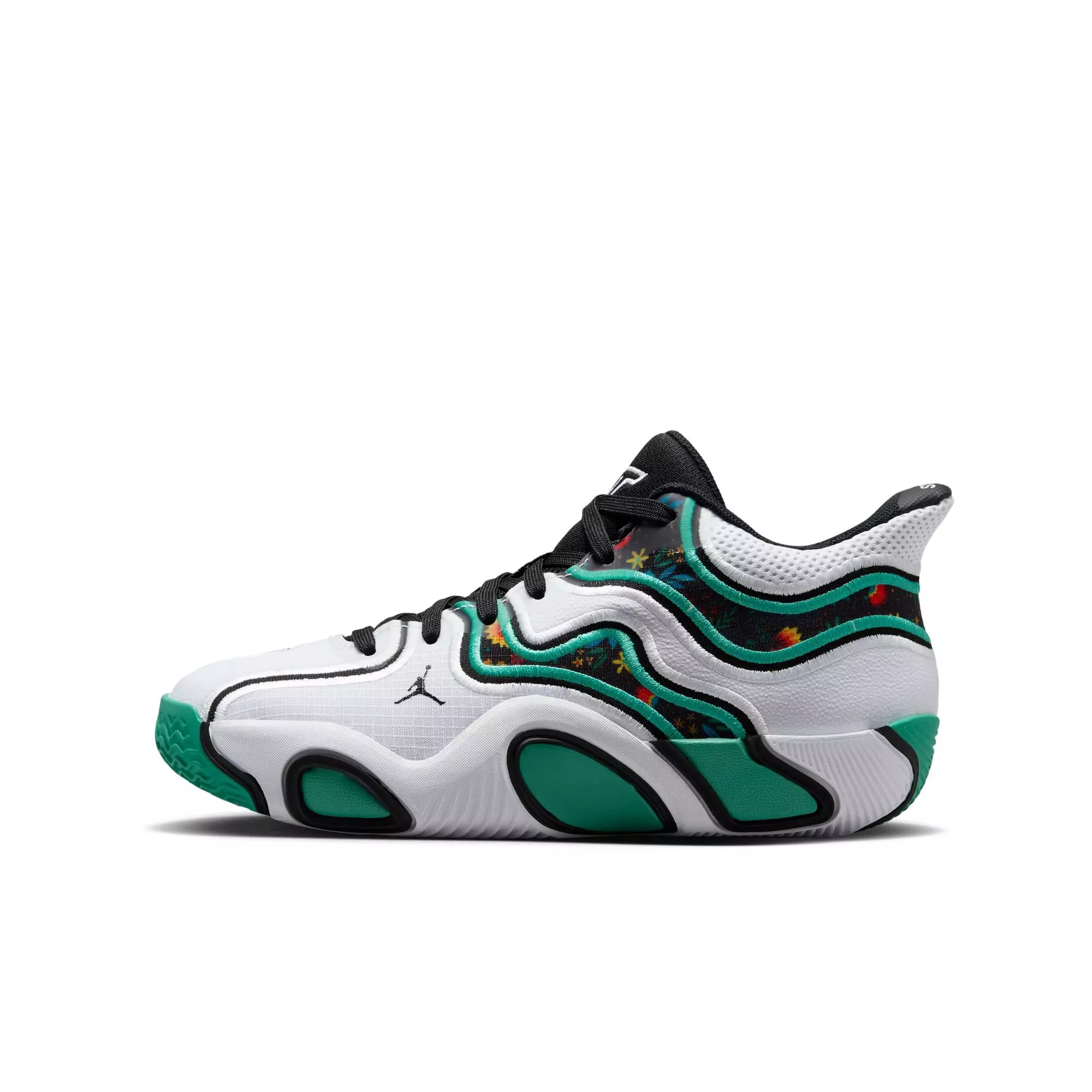 Jordan Tatum 3 "Welcome to the Garden" Grade School Kids' Basketball Shoe - WHITE/BLACK/KINETIC GREEN