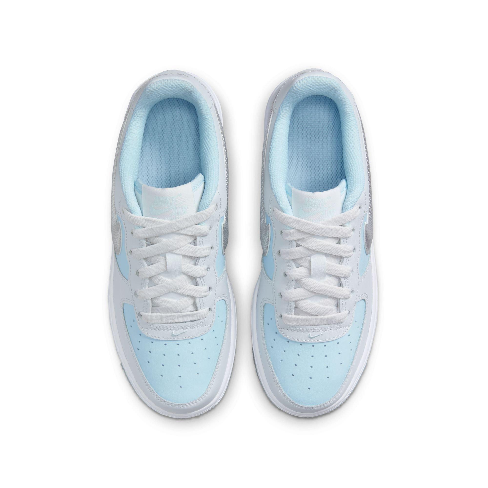 Nike Air Force 1 Grade School Girls "Pure Platinum/Metallic Silver" Shoe