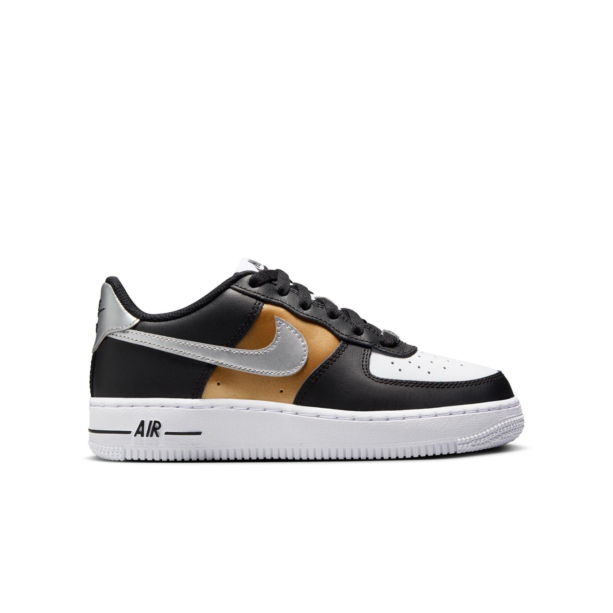 Nike Air Force 1 "Black/Metallic Silver/White" Grade School Kids' Shoe