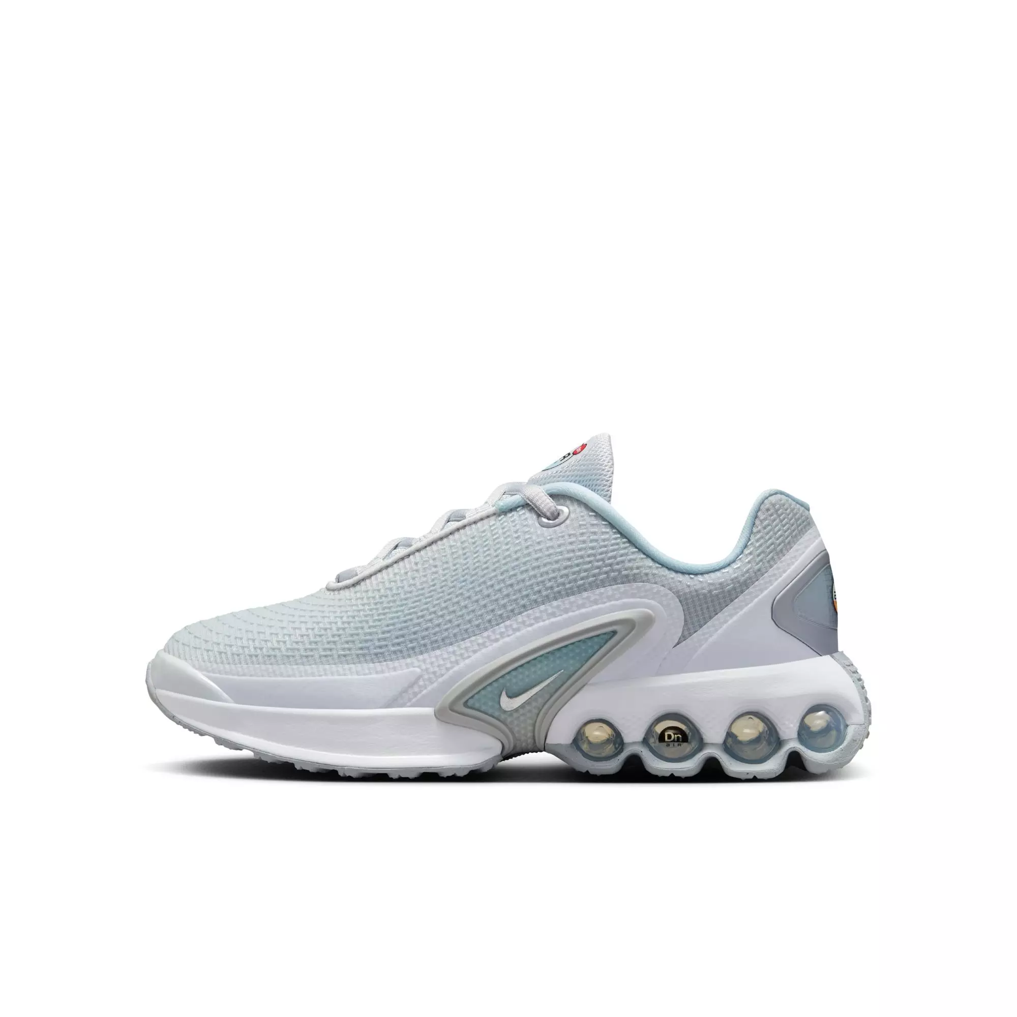 Nike Air Max Dn "Pure Platinum/Metallic Silver" Preschool Girls' Shoe - WHITE/LT BLUE