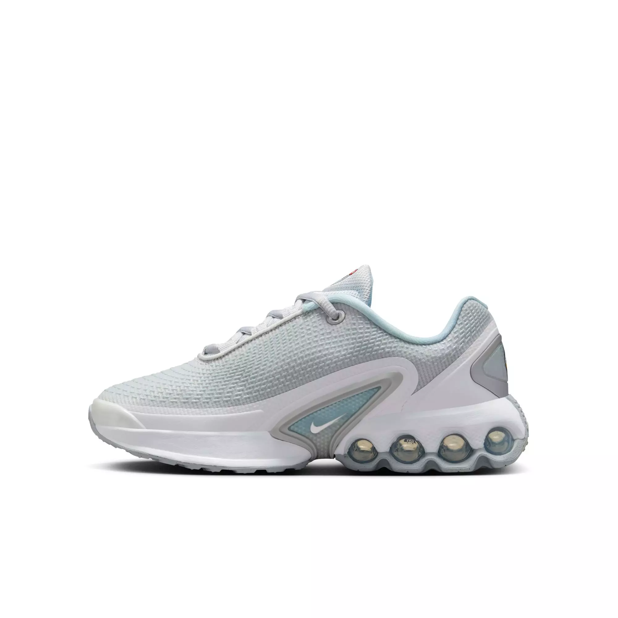 Nike Air Max Dn "Pure Platinum/Metallic Silver" Preschool Girls' Shoe - WHITE/LT BLUE
