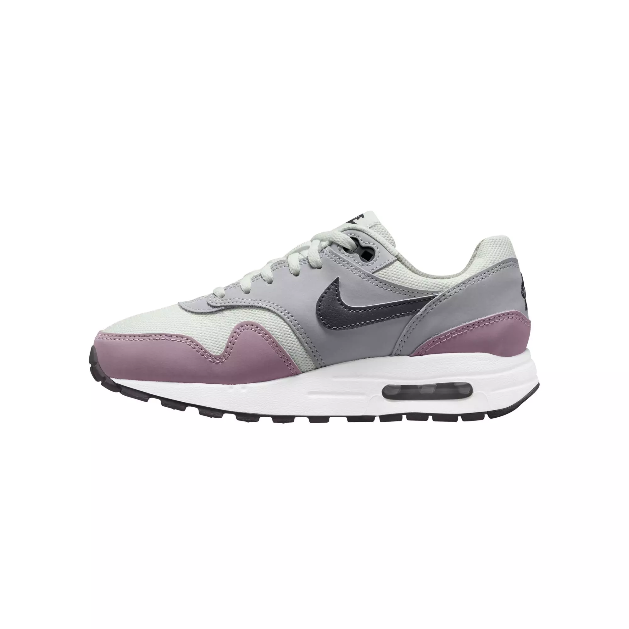 Nike Air Max 1 "Summit White/Dk Smoke Grey/Wolf Grey" Preschool Girls' Shoe - WHITE/PURPLE