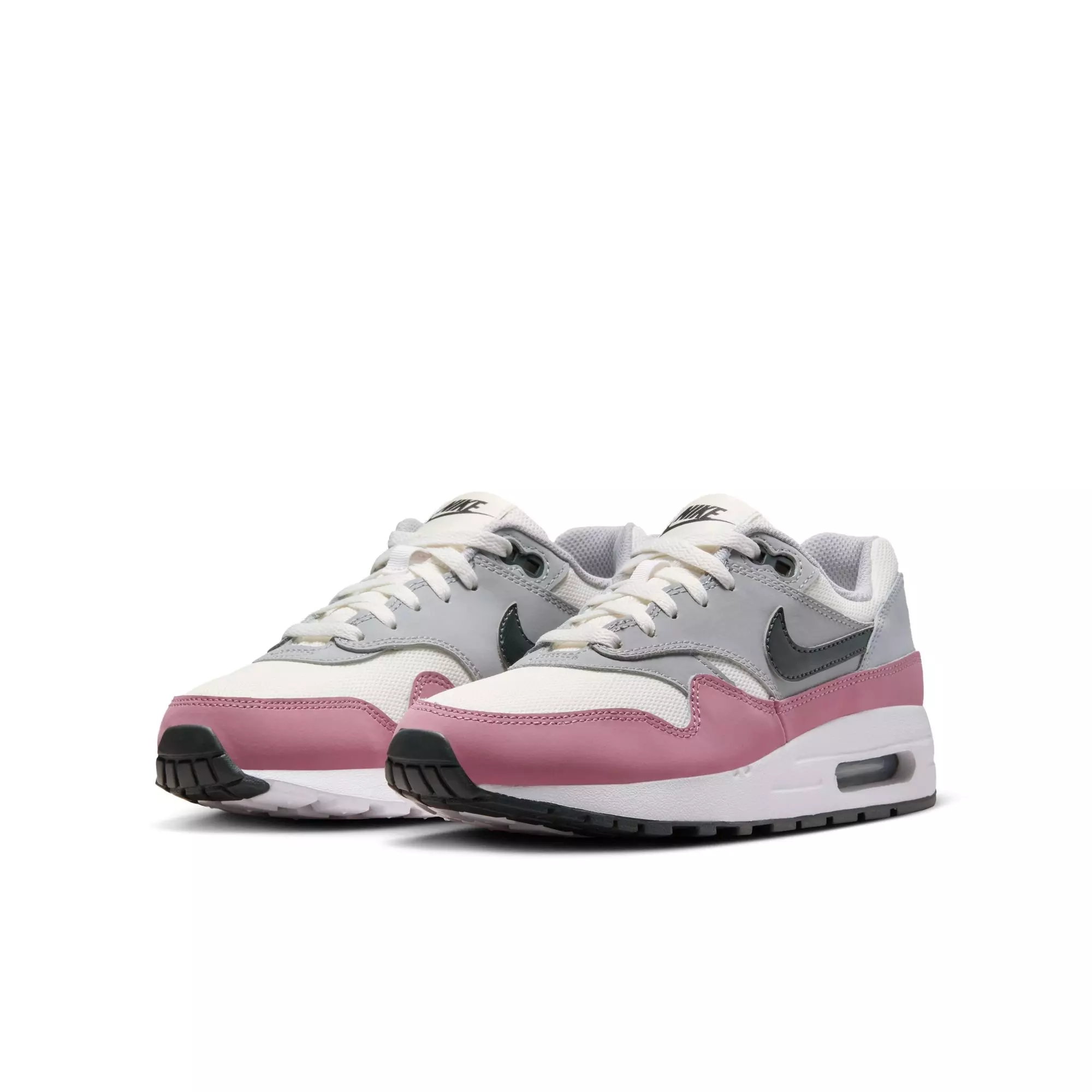 Nike Air Max 1 "Summit White/Dk Smoke Grey/Wolf Grey" Preschool Girls' Shoe - WHITE/PURPLE