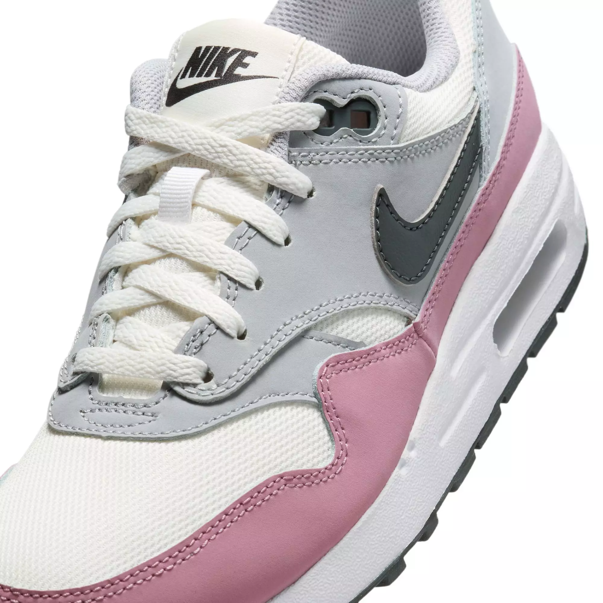 Nike Air Max 1 "Summit White/Dk Smoke Grey/Wolf Grey" Preschool Girls' Shoe - WHITE/PURPLE