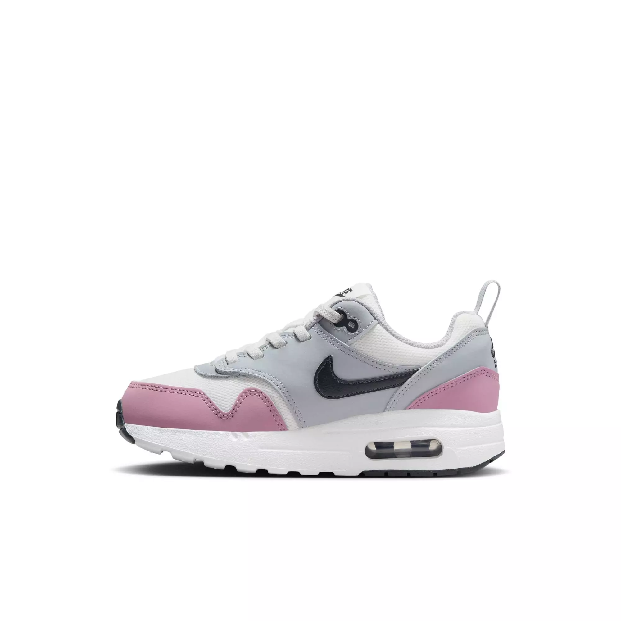 Nike Air Max 1 EasyOn "Summit White/Dk Smoke Grey/Wolf Grey" Preschool Girls' Shoe - WHITE/PURPLE