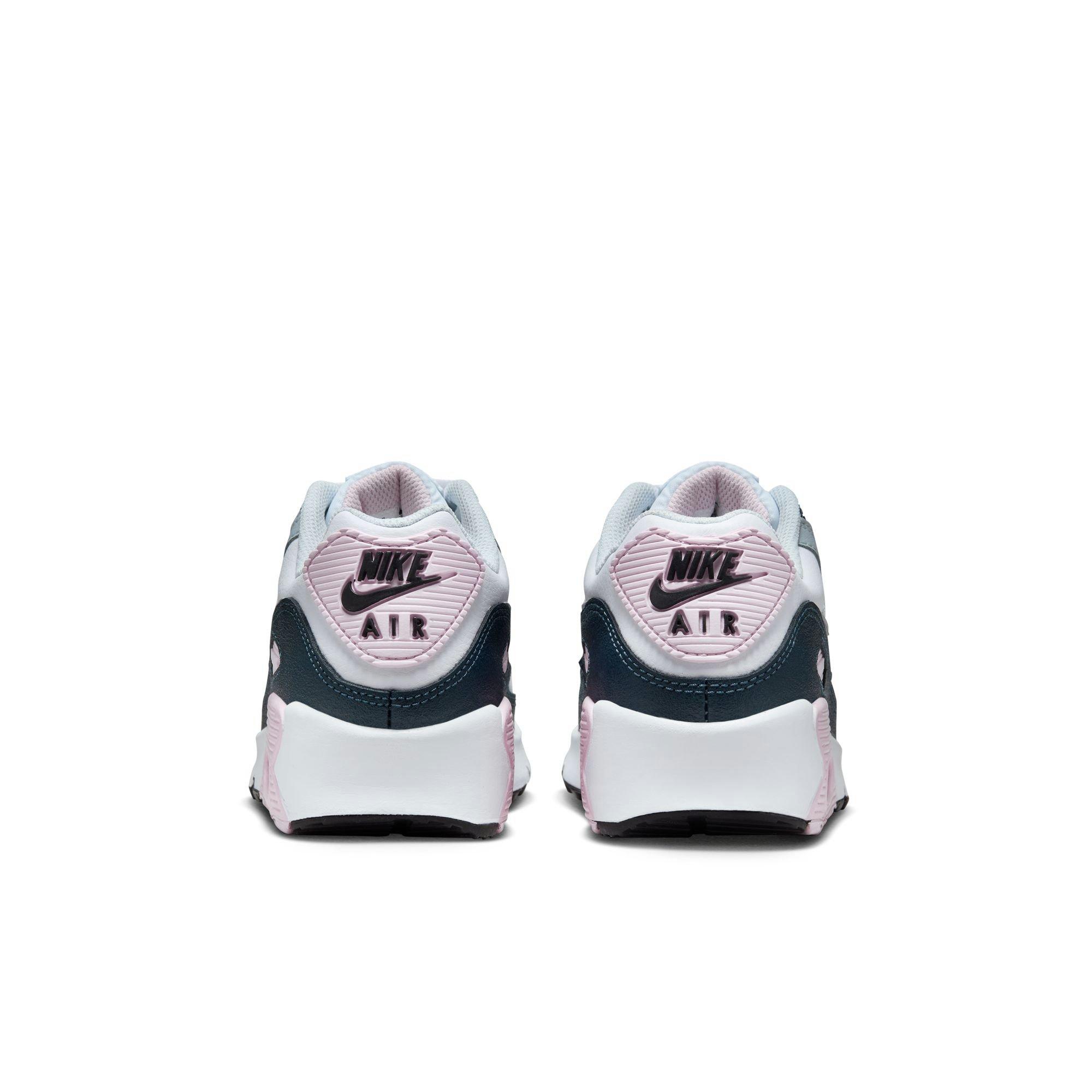 Nike Air Max 90 Preschool Girls' "White/Wolf Grey/Pink Foam/Armory Navy" Shoe