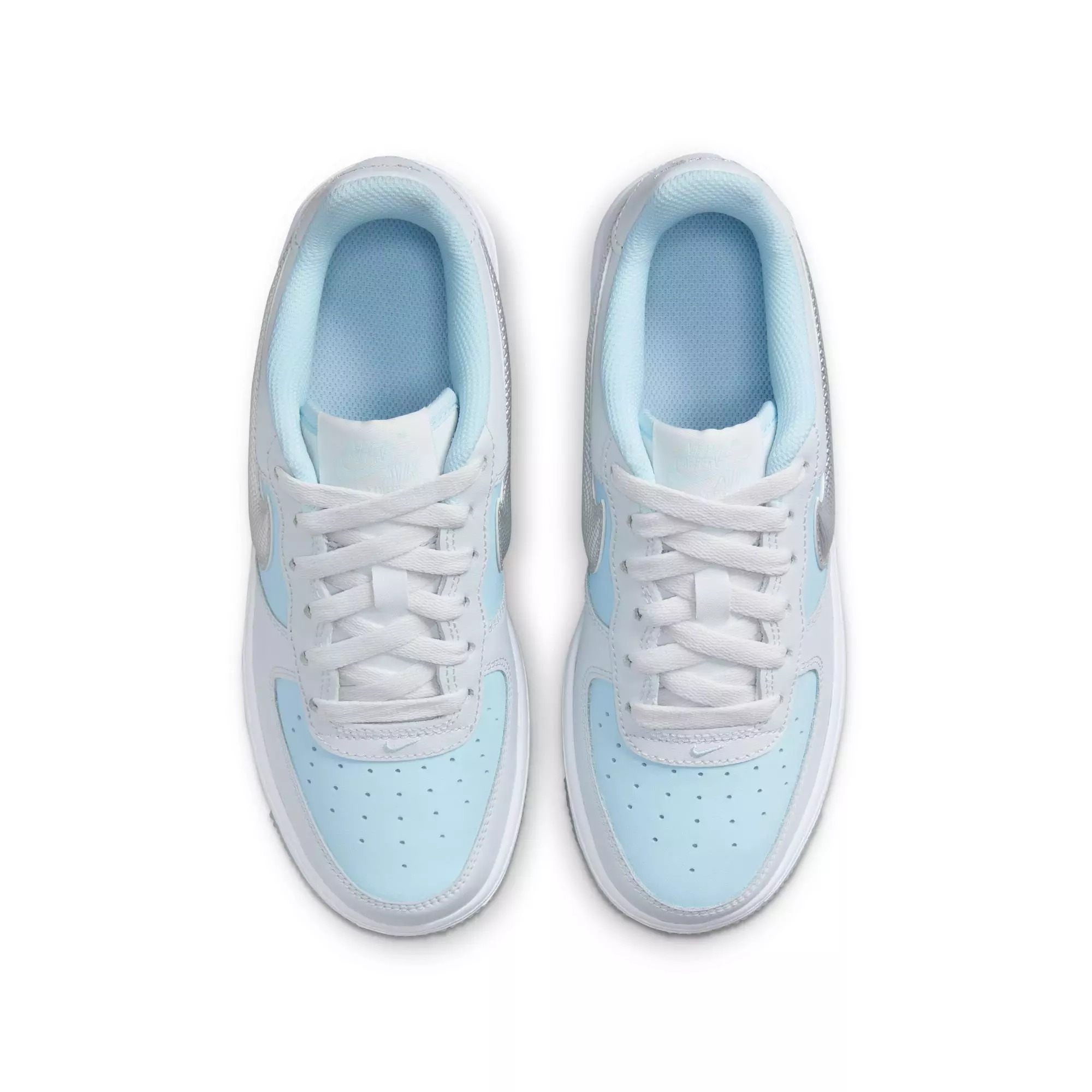 Nike Air Force 1 "Pure Platinum/Mtlc Silver" Preschool Girls' Shoe - GREY/LT BLUE